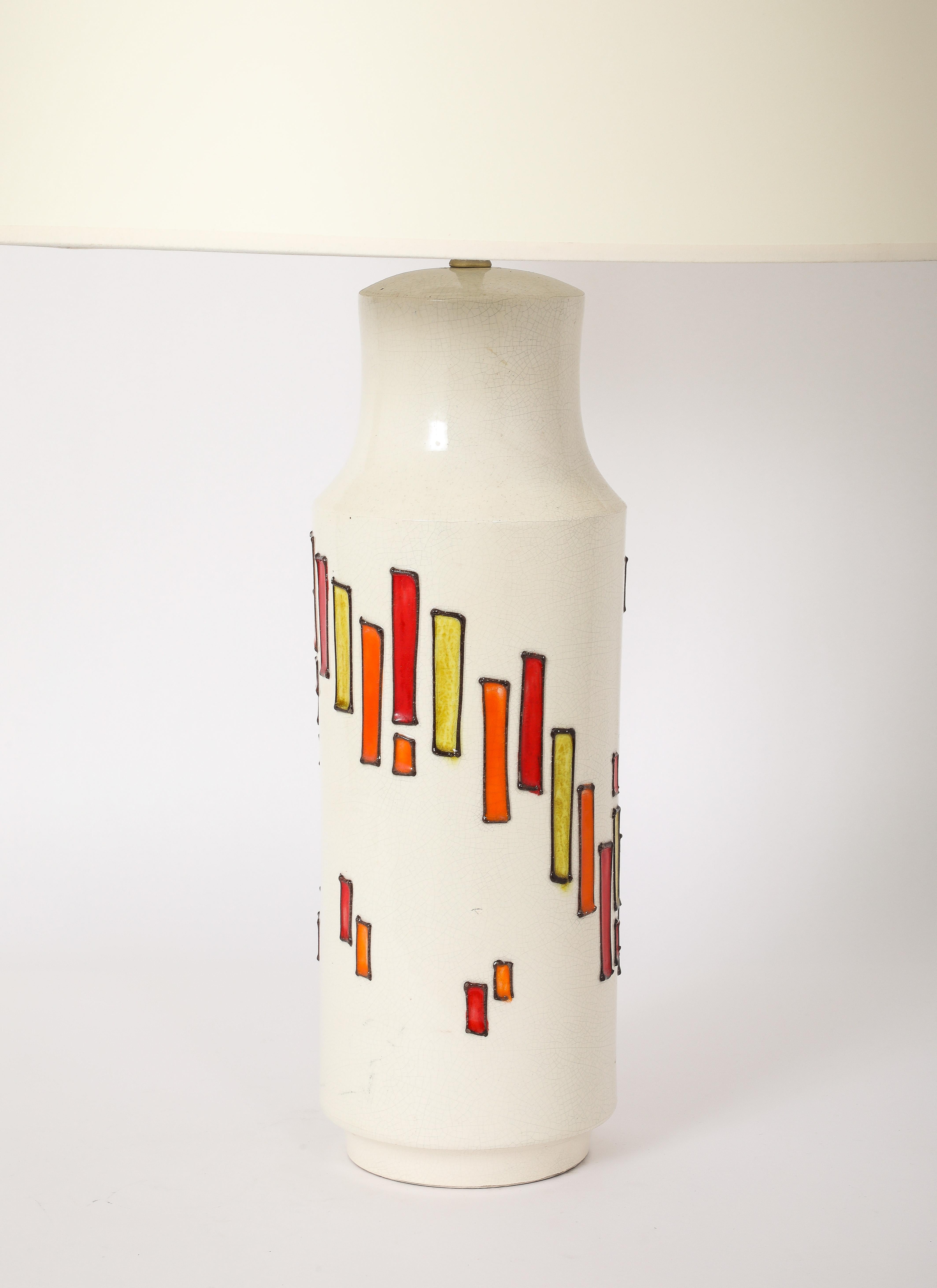 italien Lampe en céramique et verre fusionné Bitossi, Italie, années 1960 en vente