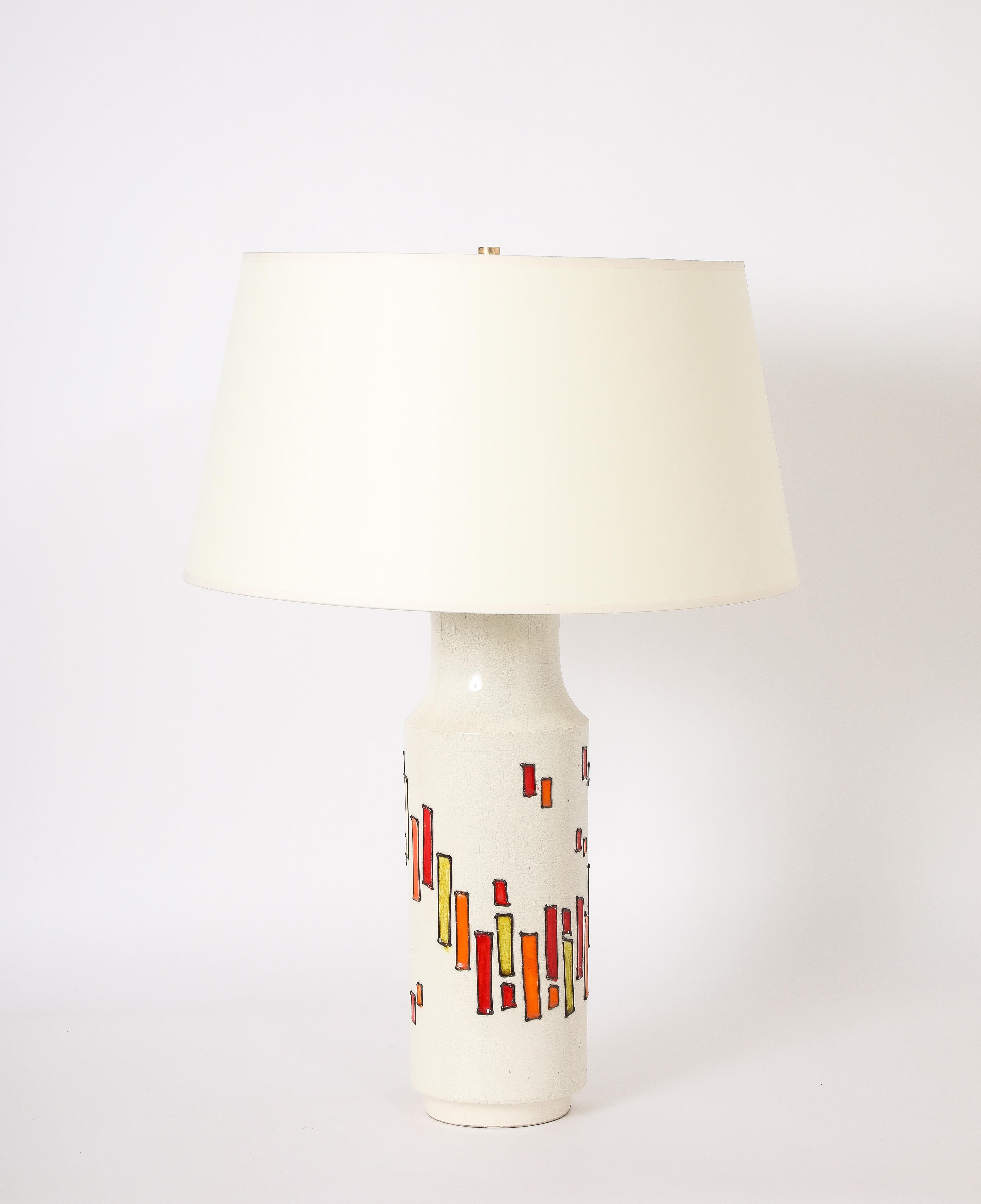Lampe en céramique et verre fusionné Bitossi, Italie, années 1960 Bon état - En vente à New York, NY