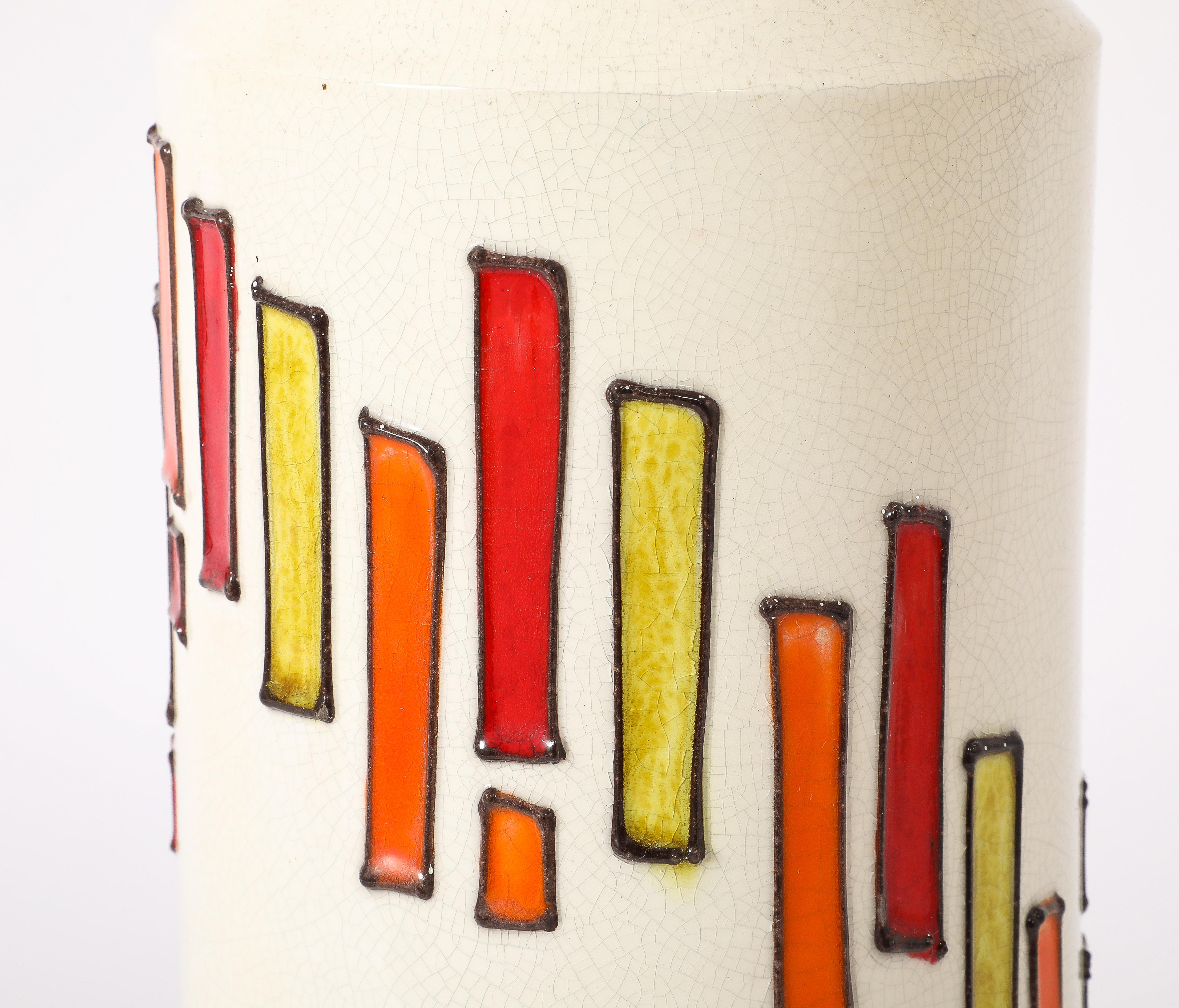 20ième siècle Lampe en céramique et verre fusionné Bitossi, Italie, années 1960 en vente