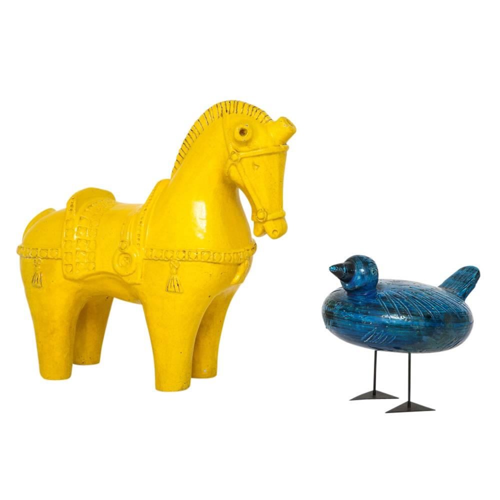 Bitossi Horse Ceramic Sculpture Yellow Signed  3