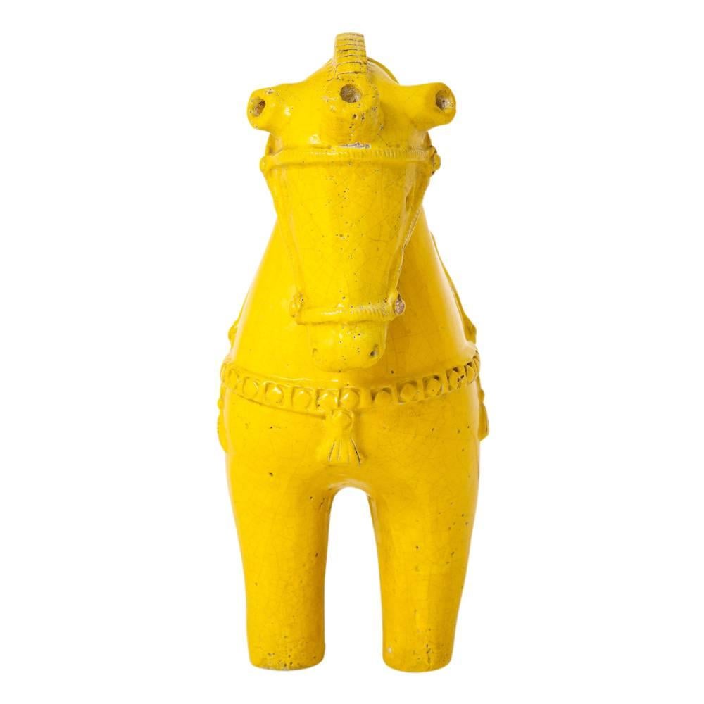 Mid-Century Modern Bitossi Horse Ceramic Sculpture Yellow Signed 
