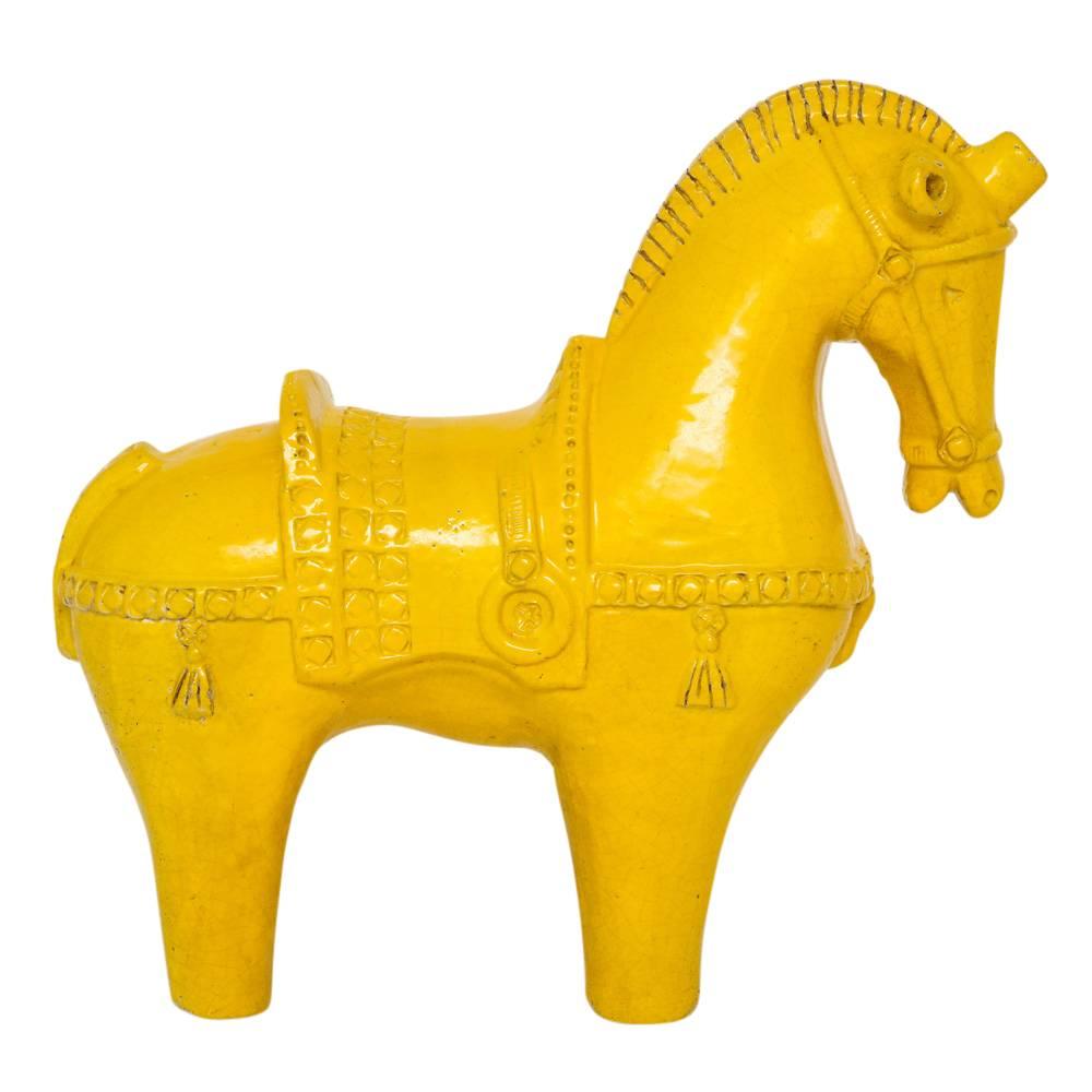 Italian Bitossi Horse Ceramic Sculpture Yellow Signed 