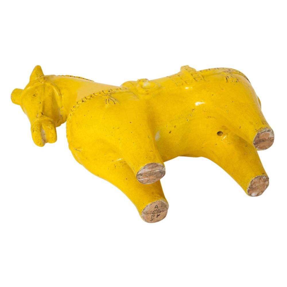 Bitossi Horse Ceramic Sculpture Yellow Signed  1
