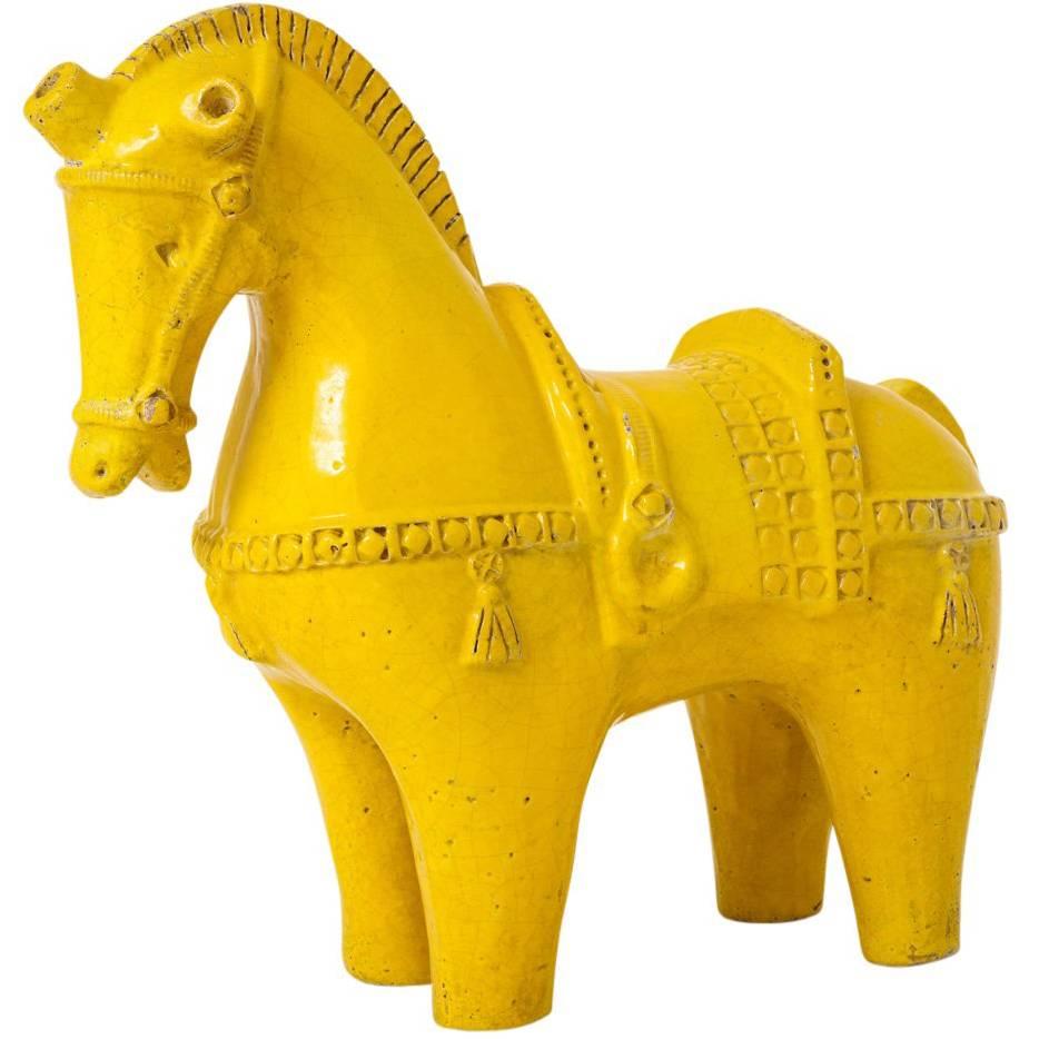 Bitossi Horse Ceramic Sculpture Yellow Signed 