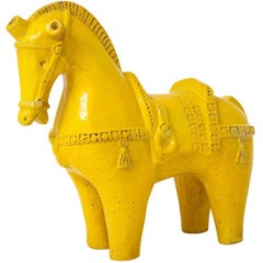 Bitossi Pferd Keramik-Skulptur Gelb Signiert