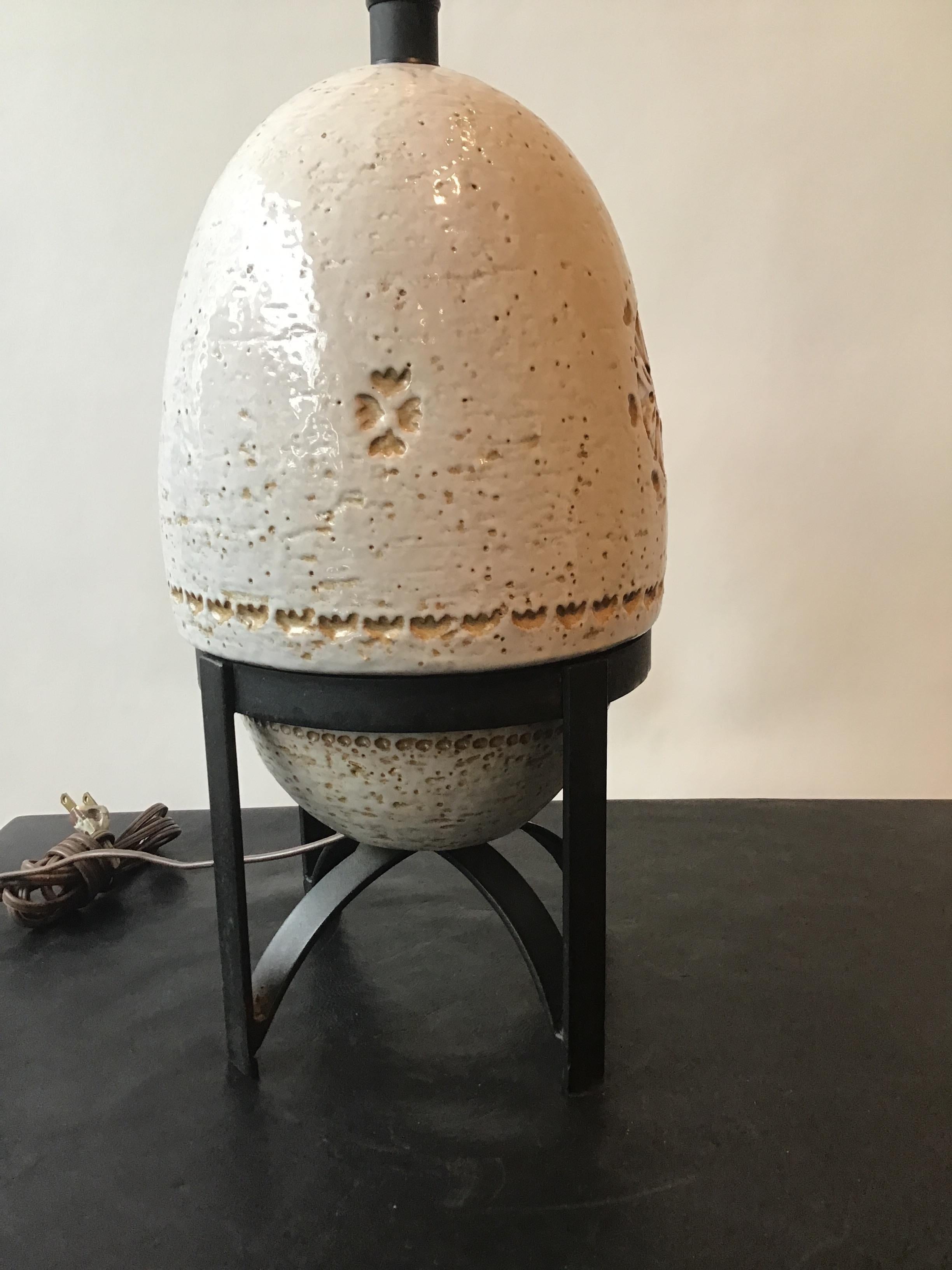 Bitossi Ceramic Lamp on Iron Base For Sale 2