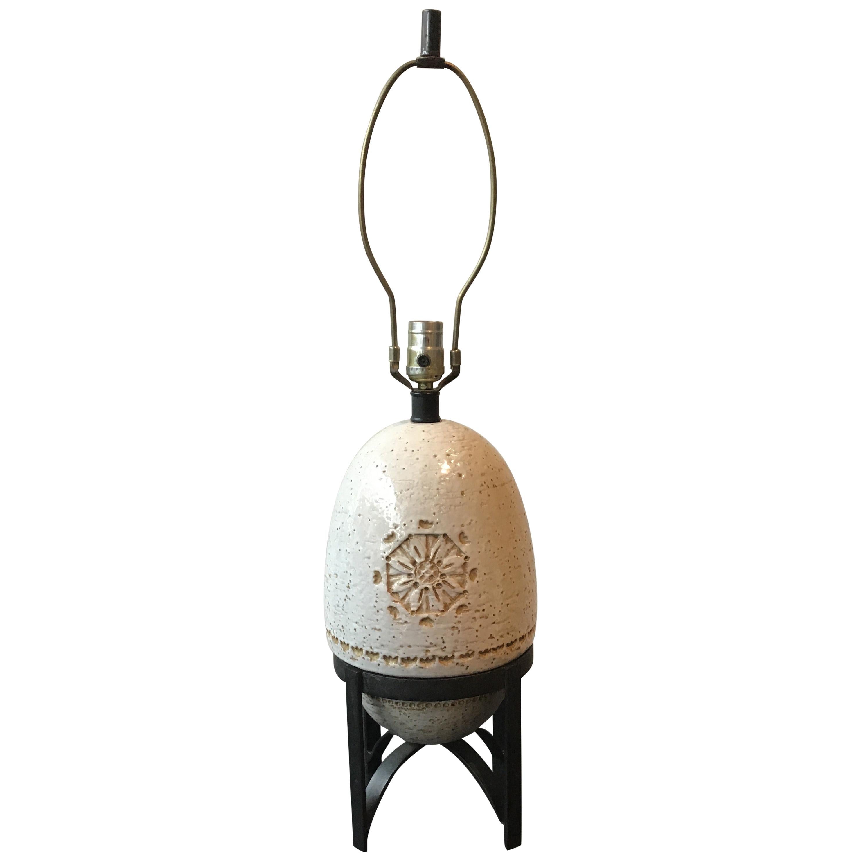 Lampe en céramique Bitossi sur socle en fer