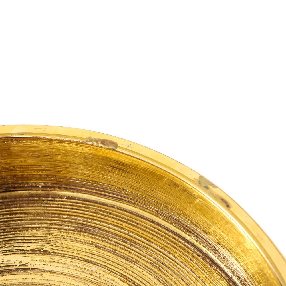 Mid-Century Modern Bitossi Bowl, Ceramic, Gold, Brushed Metallic