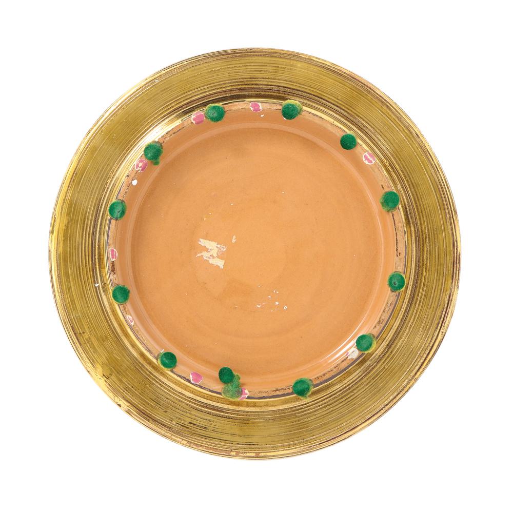 Italian Bitossi Bowl, Ceramic, Gold, Brushed Metallic