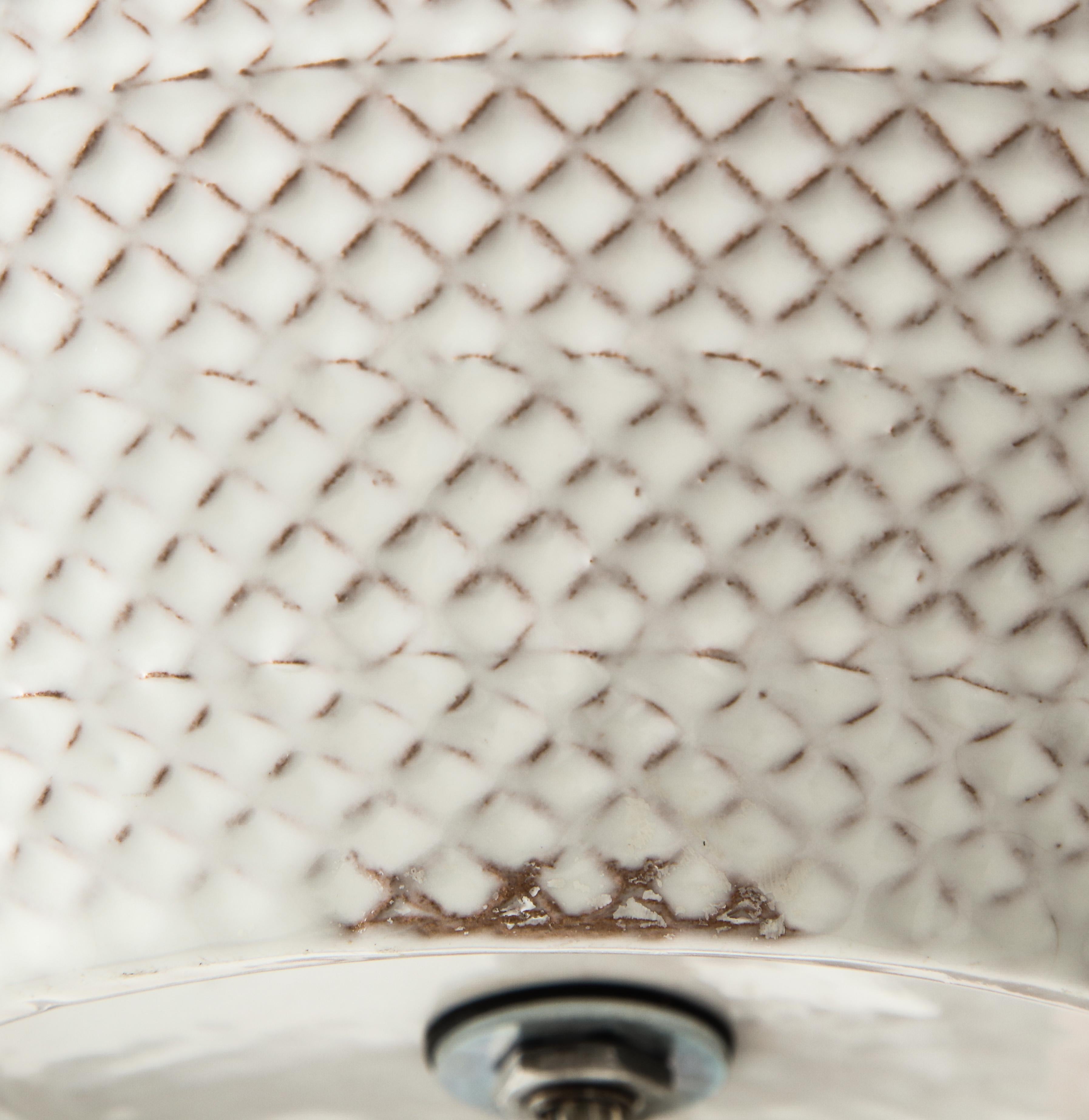 Bitossi Lamp, White Textured Honeycombed Ceramic, Signed 3