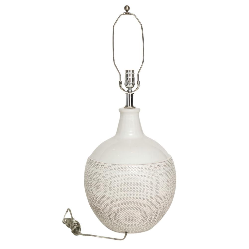 Modern Bitossi Lamp, White Textured Honeycombed Ceramic, Signed