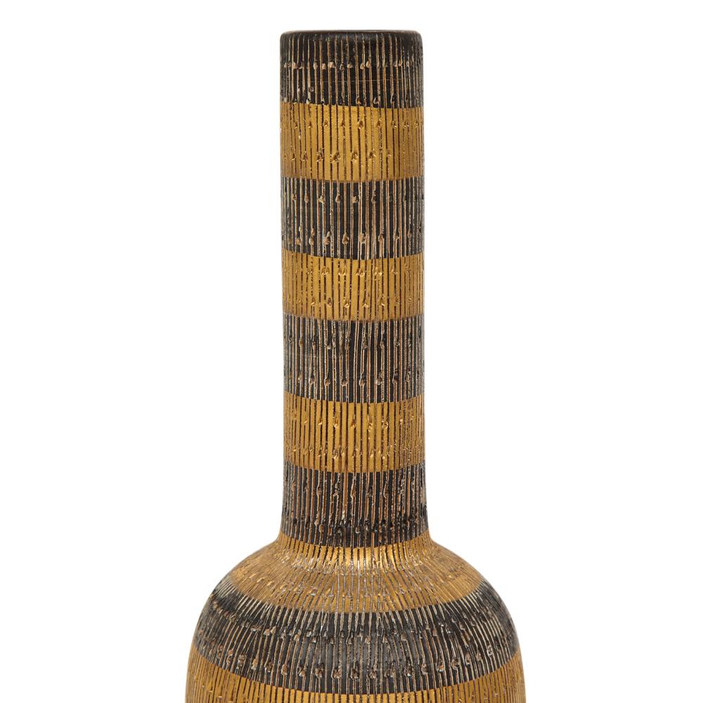 Mid-20th Century Aldo Londi Bitossi Seta Vase, Gold Stripes, Signed