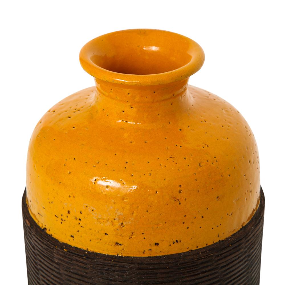 Mid-Century Modern Bitossi Vase, Ceramic Orange Brown, Rosenthal Netter, Signed 