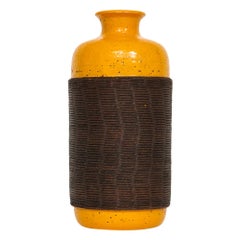 Bitossi Vase, Ceramic Orange Brown, Rosenthal Netter, Signed