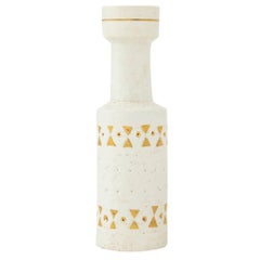 Bitossi Vase, Ceramic, White and Gold, Signed 