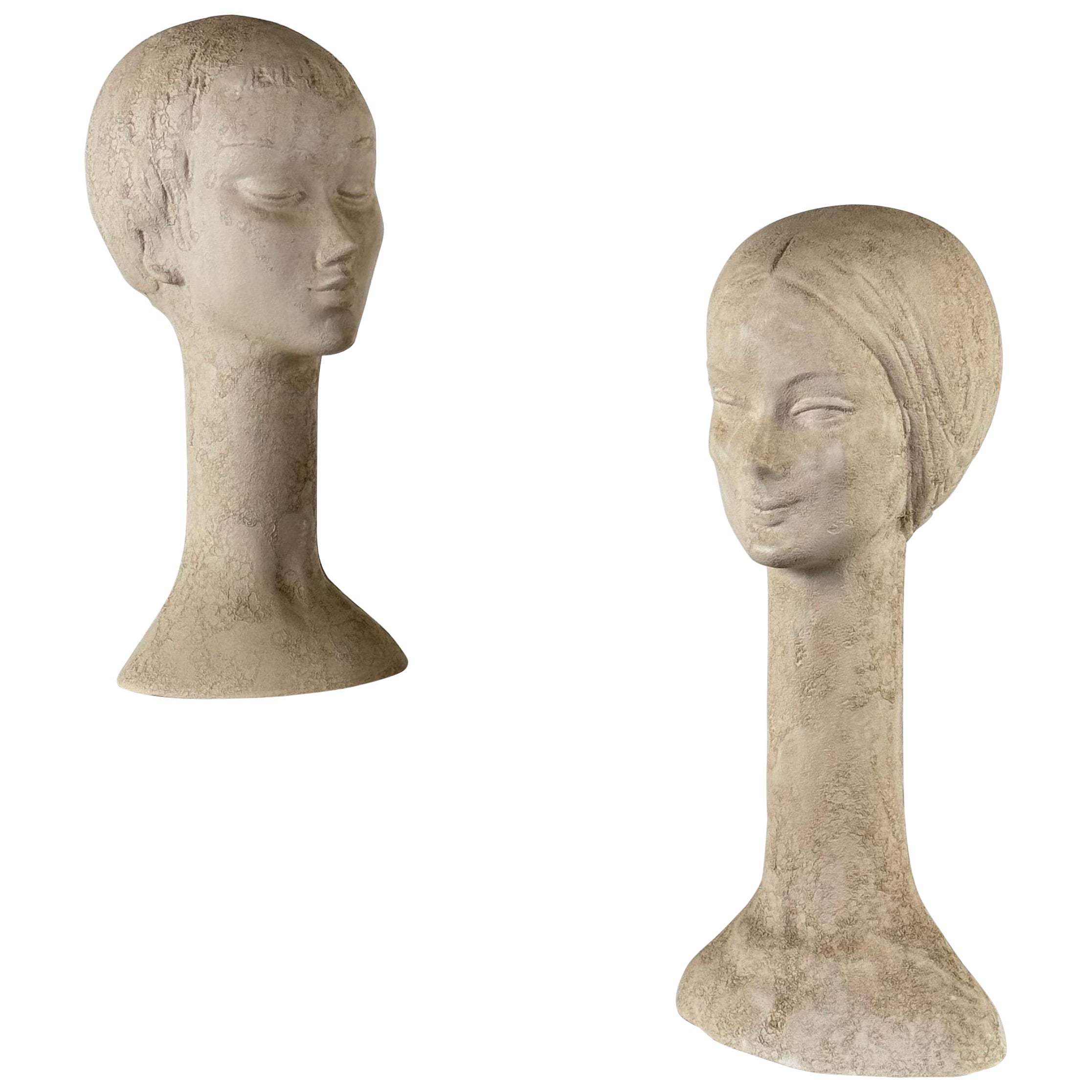 Bustes en céramique de Bitossi "Mère et fille" - Italie, années 1970 en vente