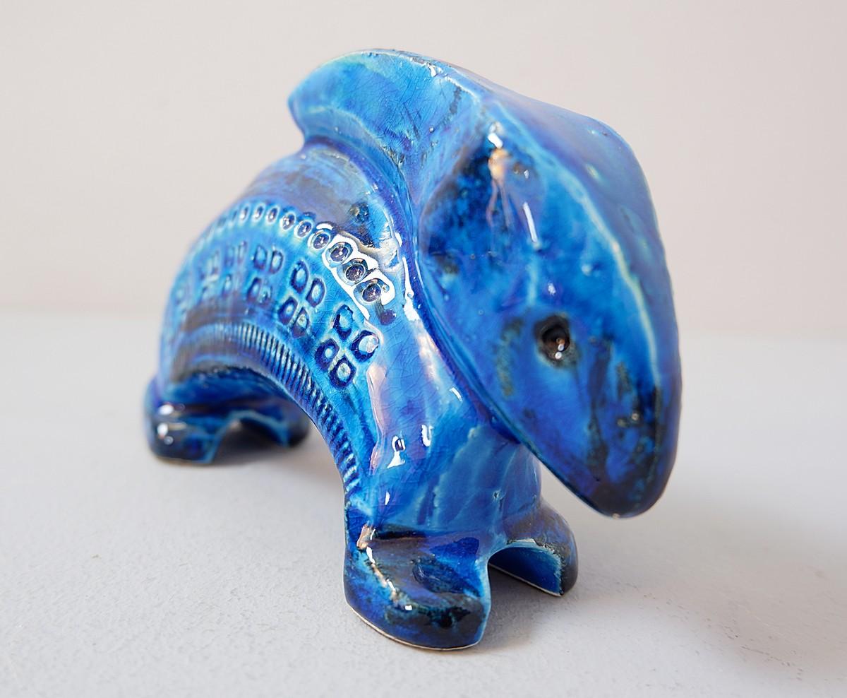 Bitossi ceramic Rimini blu rabbit figurine by Aldo Londi.
