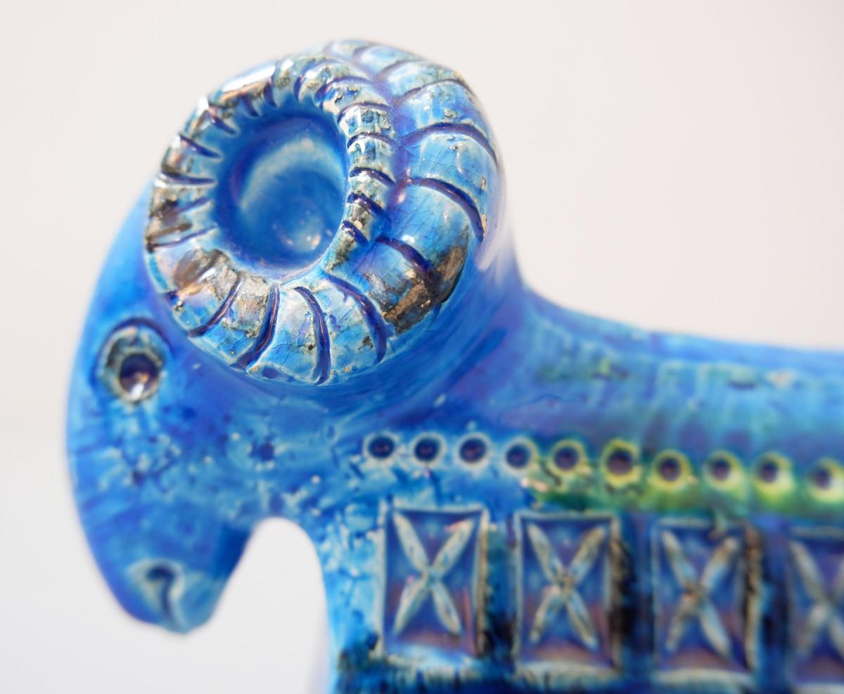 Bitossi Ceramic Rimini Blu Ram Figurine by Aldo Londi In Good Condition In Brussels, BE