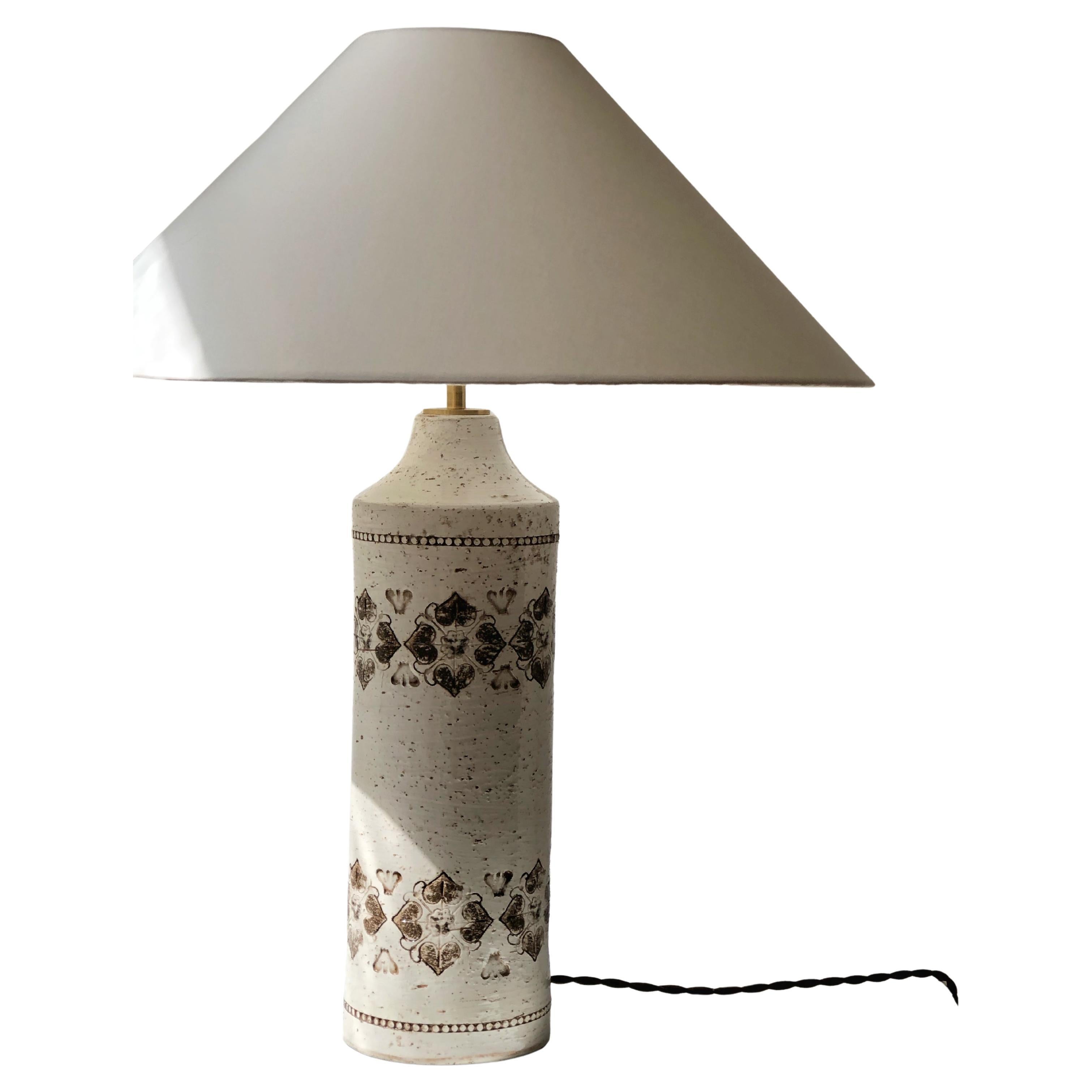 Lampe de table en céramique Bitossi par Aldo Londi Heart Decor en crème et marron. 1970s. en vente