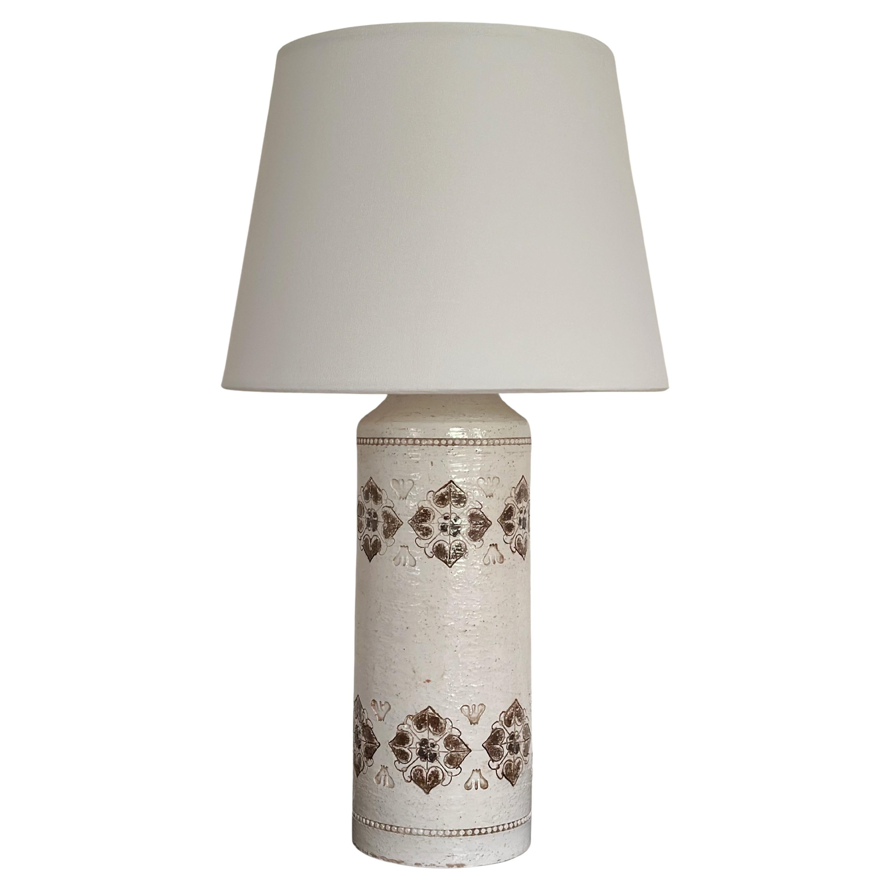 Bitossi Tischlampe aus Keramik von Aldo Londi Heart Decor in creme & braun. 1970s.