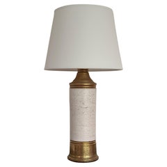 Bitossi Ceramic Table Lamp by Aldo Londi in creame & gold. 1970s.