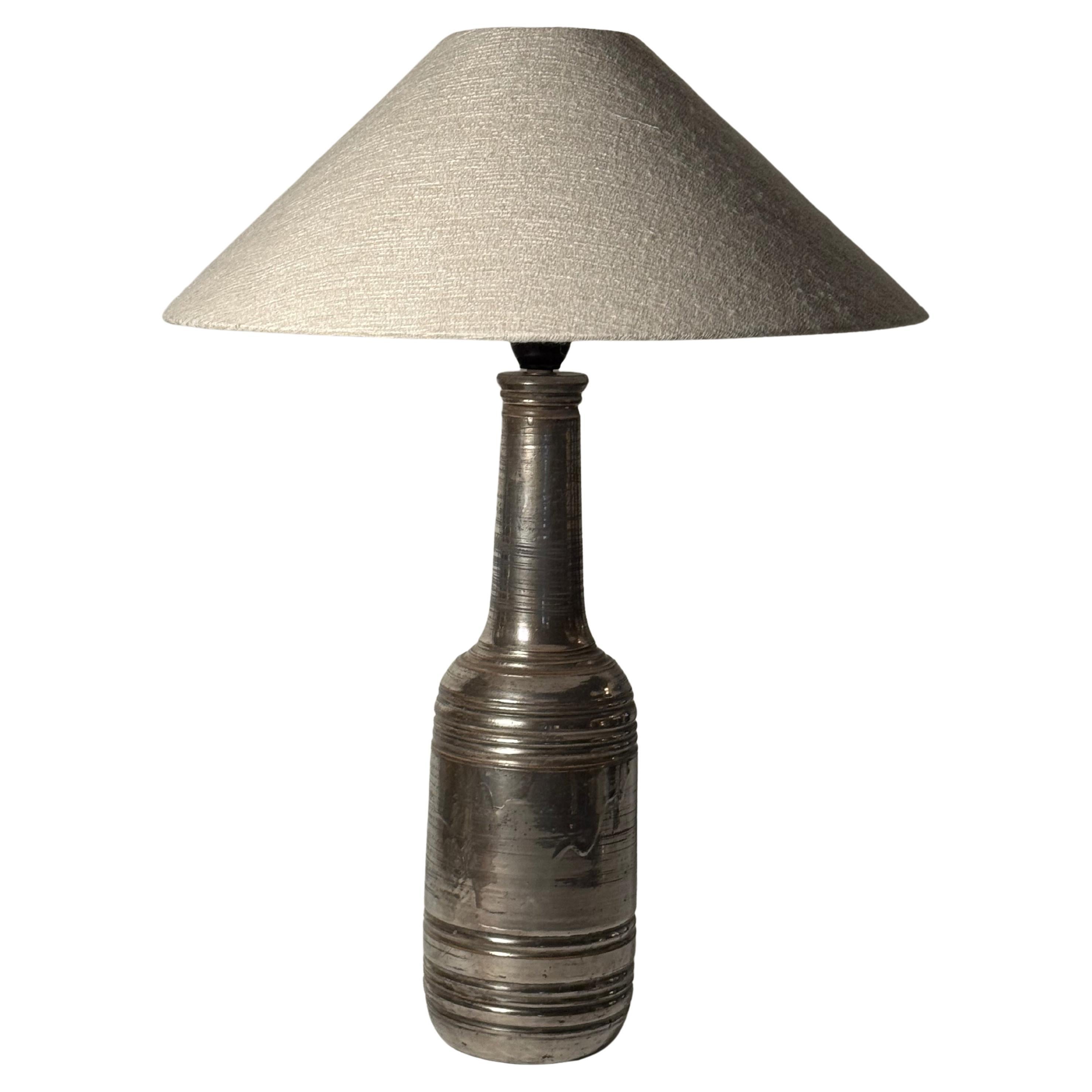 Lampada da tavolo in ceramica Bitossi di Aldo Londi in Silver Coat. 1970s.