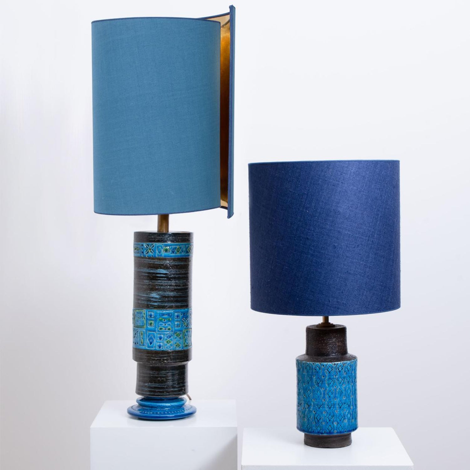 Bitossi Ceramic Table Lamp With New Silk Custom Made Lampshade Rene Houben 1960 For Sale At 1stdibs