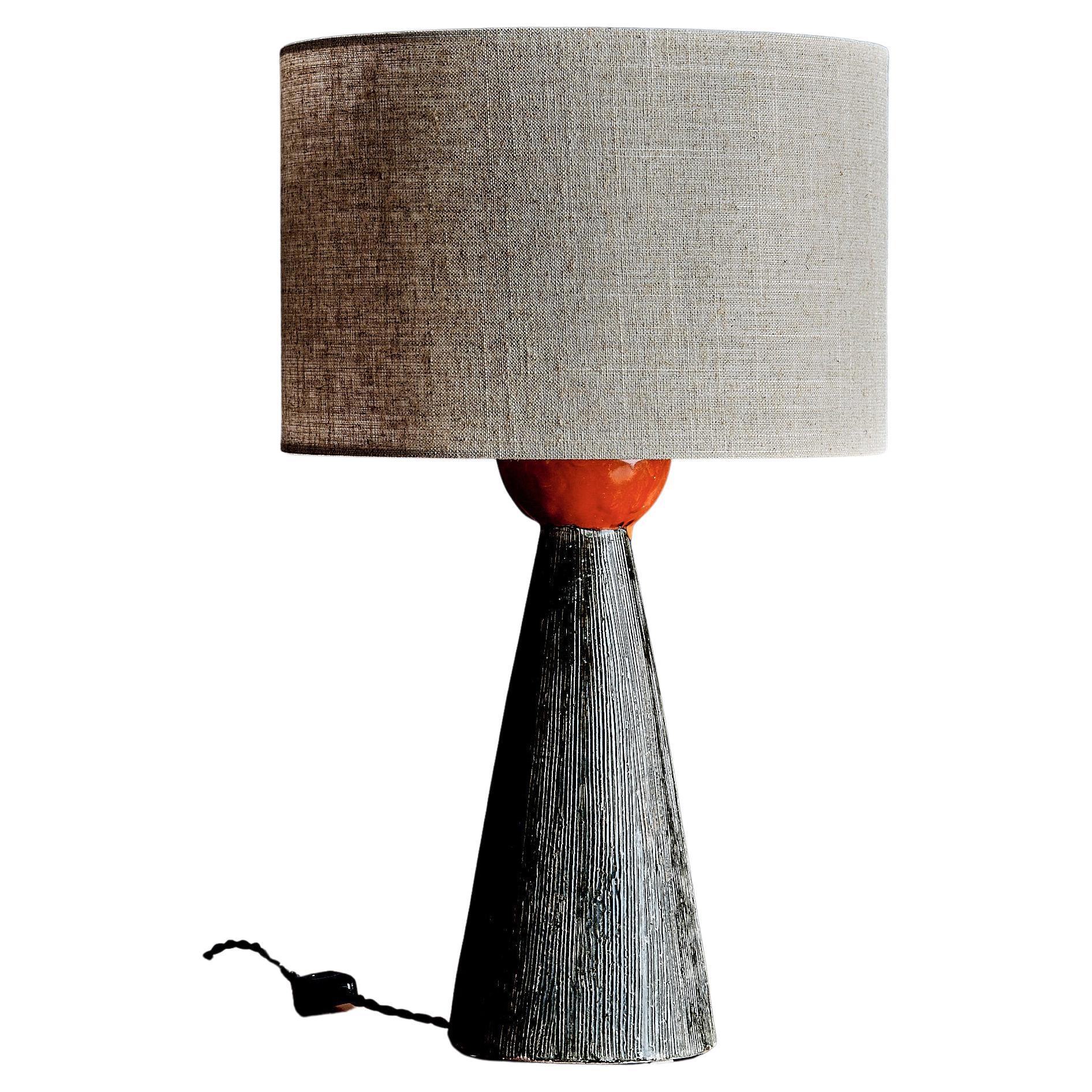 Bitossi Ceramic Table Lamps with Charcoal Glaze Italy, 1960s