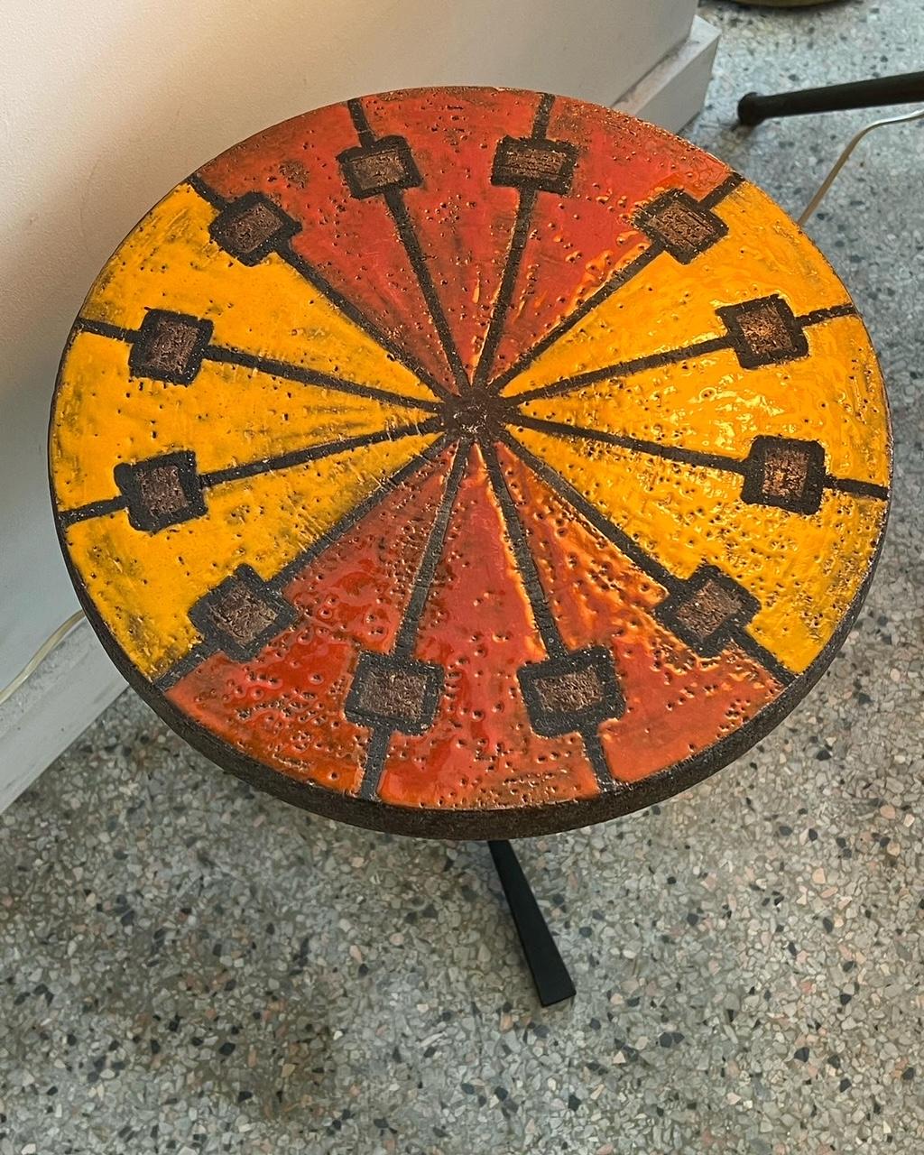 Mid-Century Modern Bitossi Ceramic Top Side Table