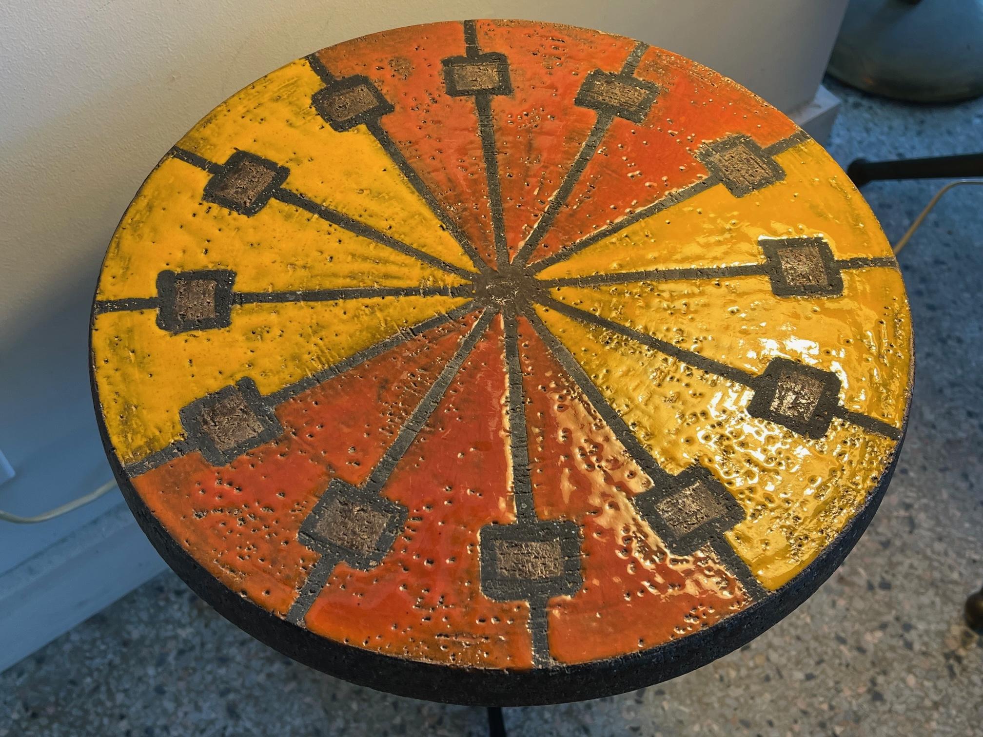 Bitossi Ceramic Top Side Table In Good Condition In St.Petersburg, FL