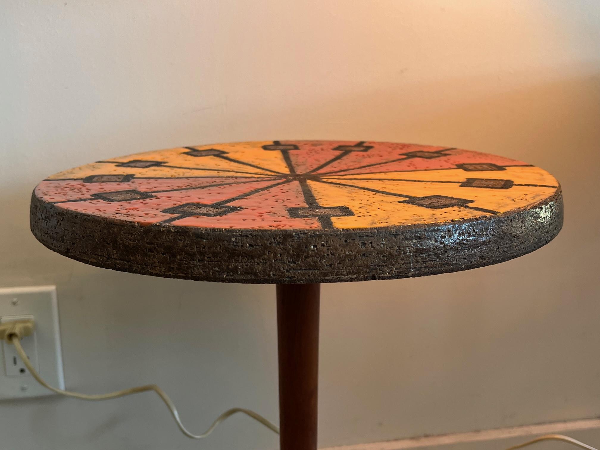 Mid-20th Century Bitossi Ceramic Top Side Table