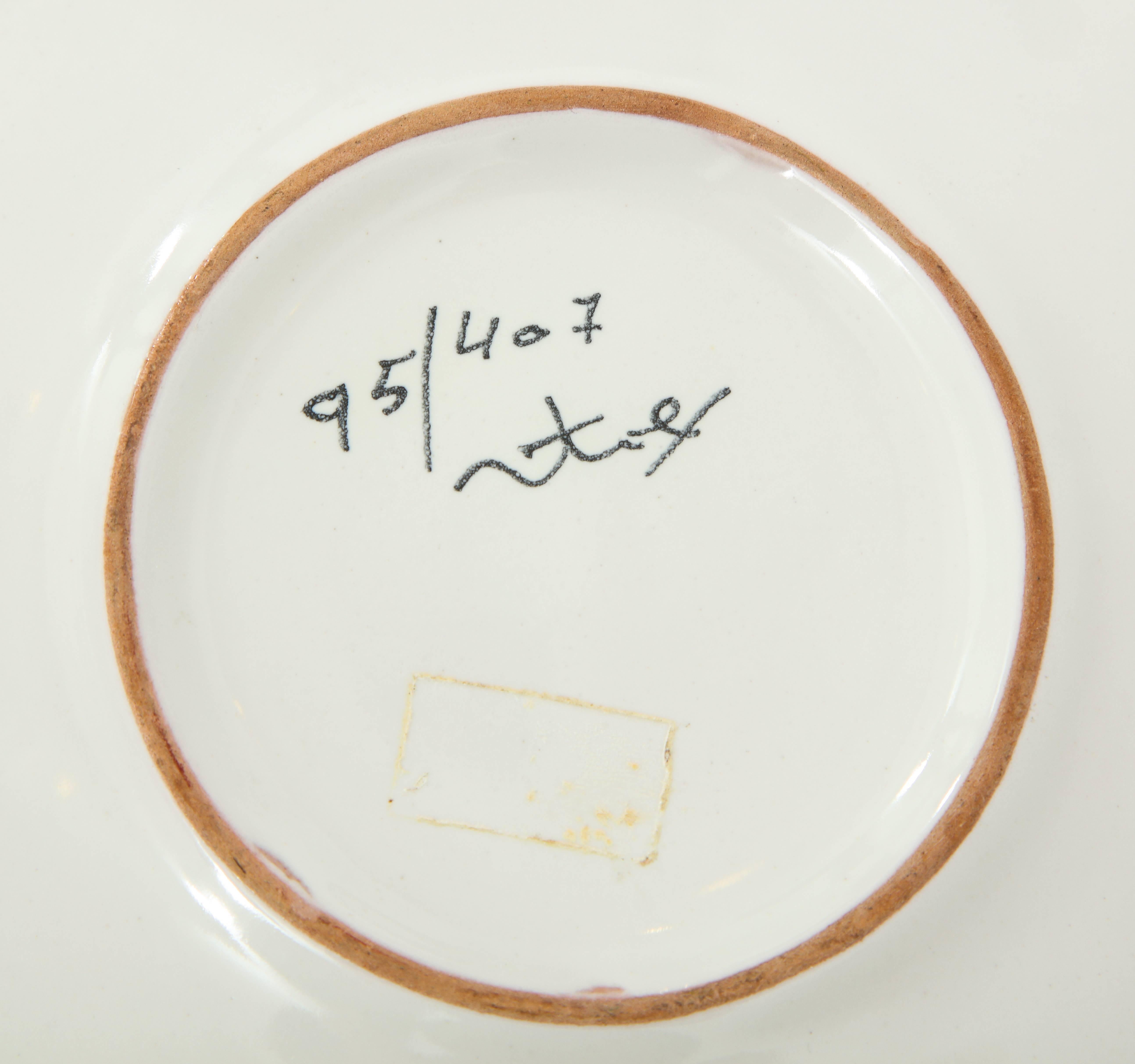 Mid-20th Century Bitossi Ceramic Tray Dish Gold Piume Feather Signed Italy, 1960s