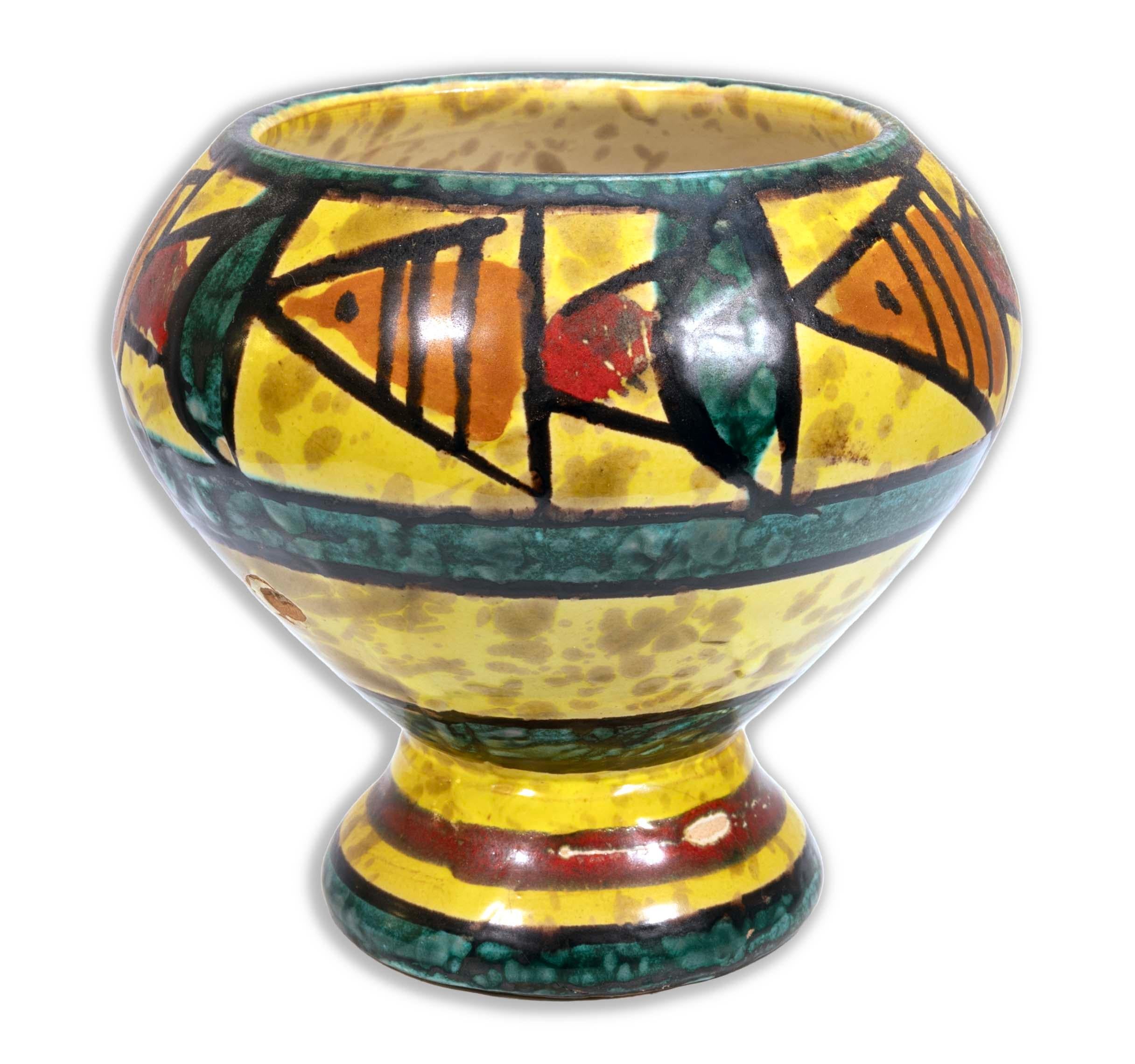 Bitossi Ceramic Trinket Box and Vase with Abstract Fish Pattern Made in Italy For Sale 6