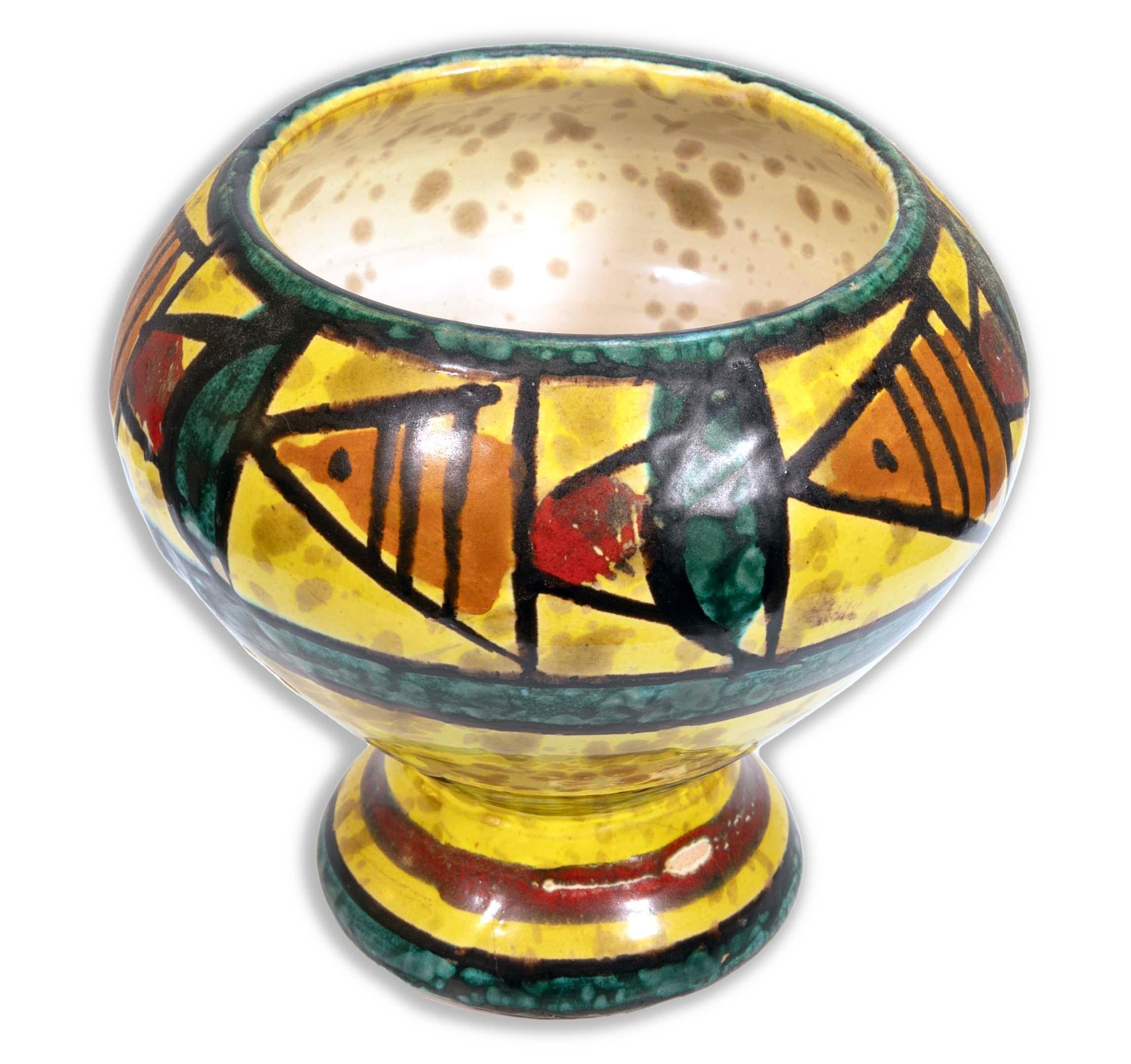 Bitossi Ceramic Trinket Box and Vase with Abstract Fish Pattern Made in Italy For Sale 7