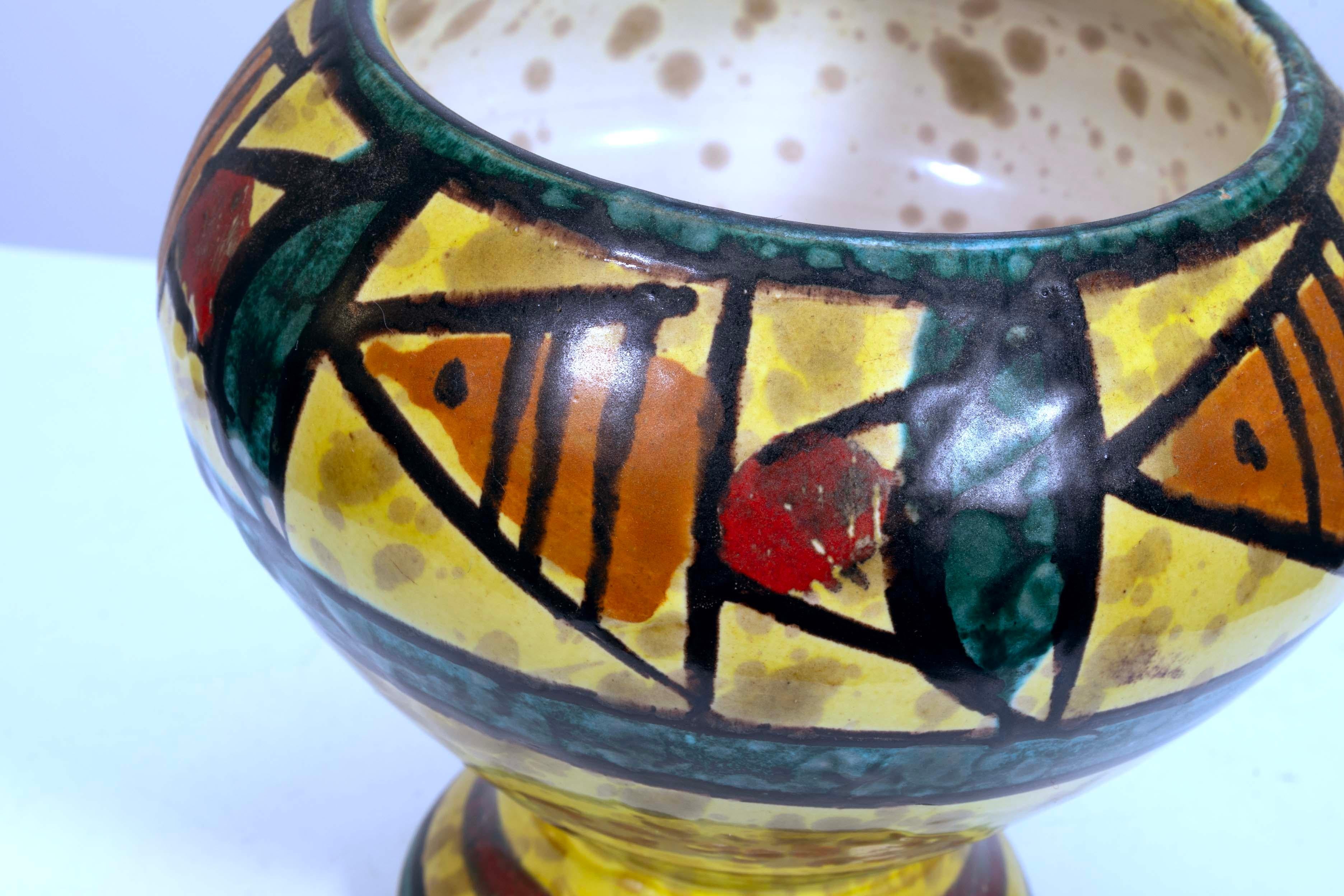 Bitossi Ceramic Trinket Box and Vase with Abstract Fish Pattern Made in Italy For Sale 8