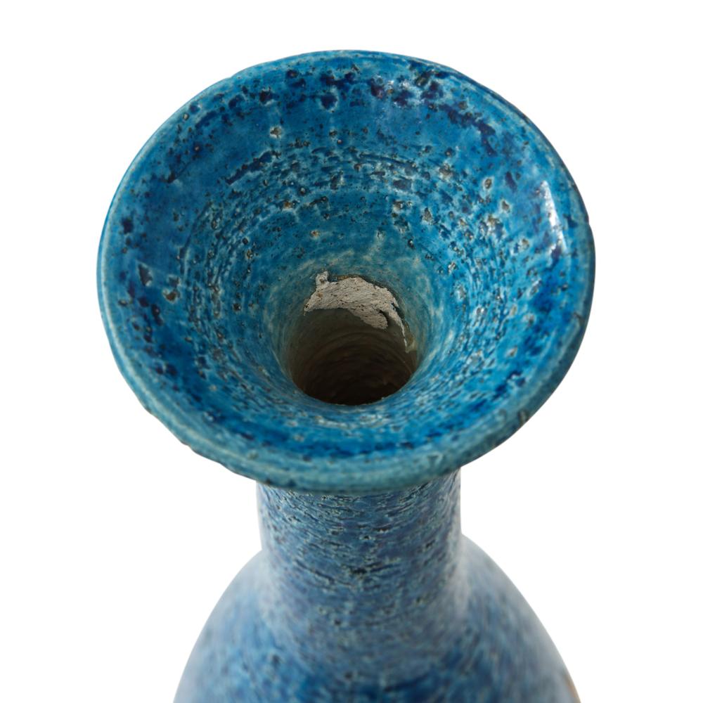 Bitossi Vase, Ceramic, Blue, Gold, Geometric, Signed In Good Condition For Sale In New York, NY