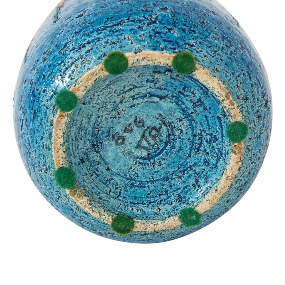 Mid-20th Century Bitossi Vase, Ceramic, Blue, Gold, Geometric, Signed For Sale