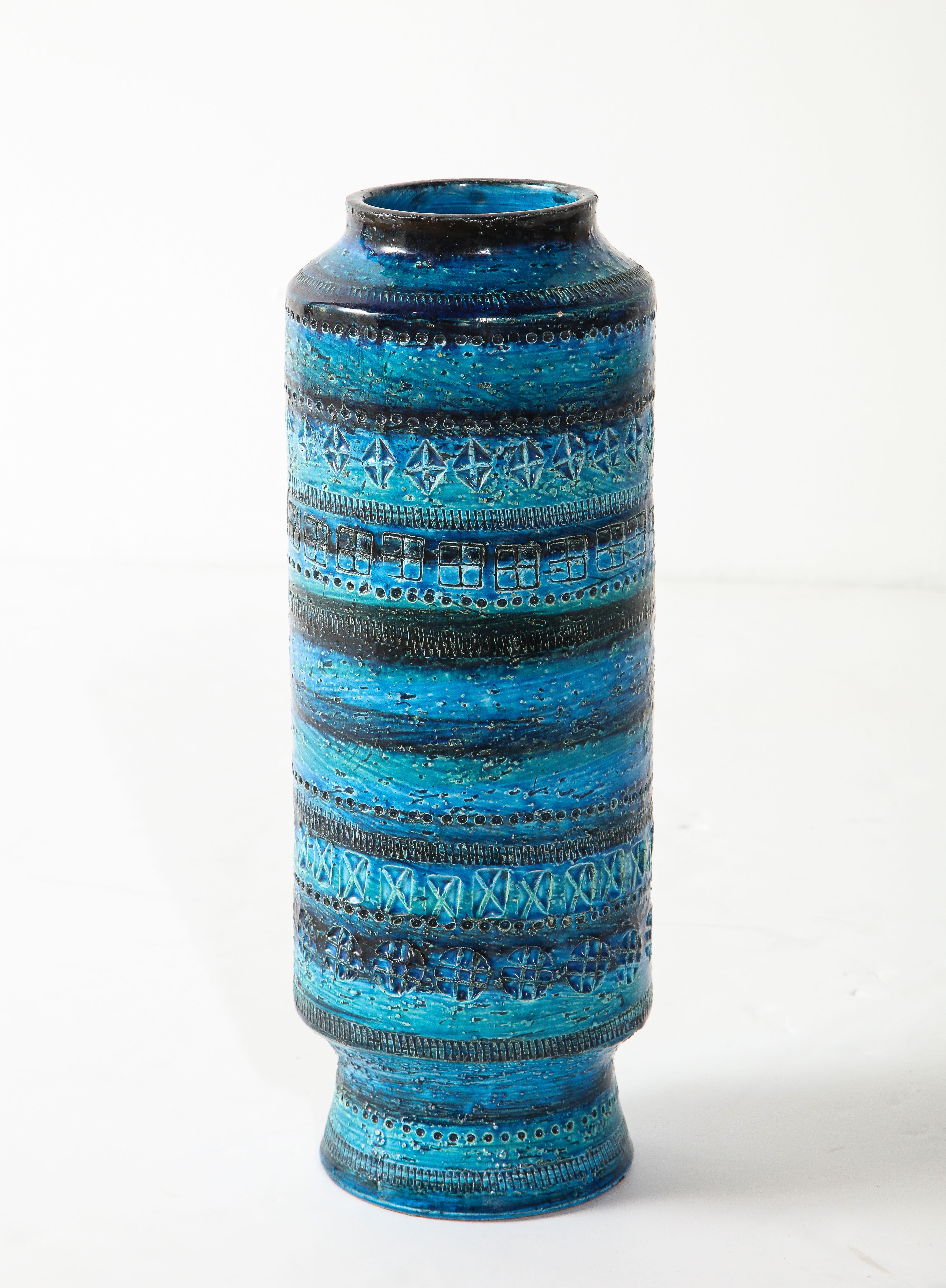 Mid-Century Modern Bitossi, Ceramic Vase, Midcentury, Italy, Turquoise, circa 1950