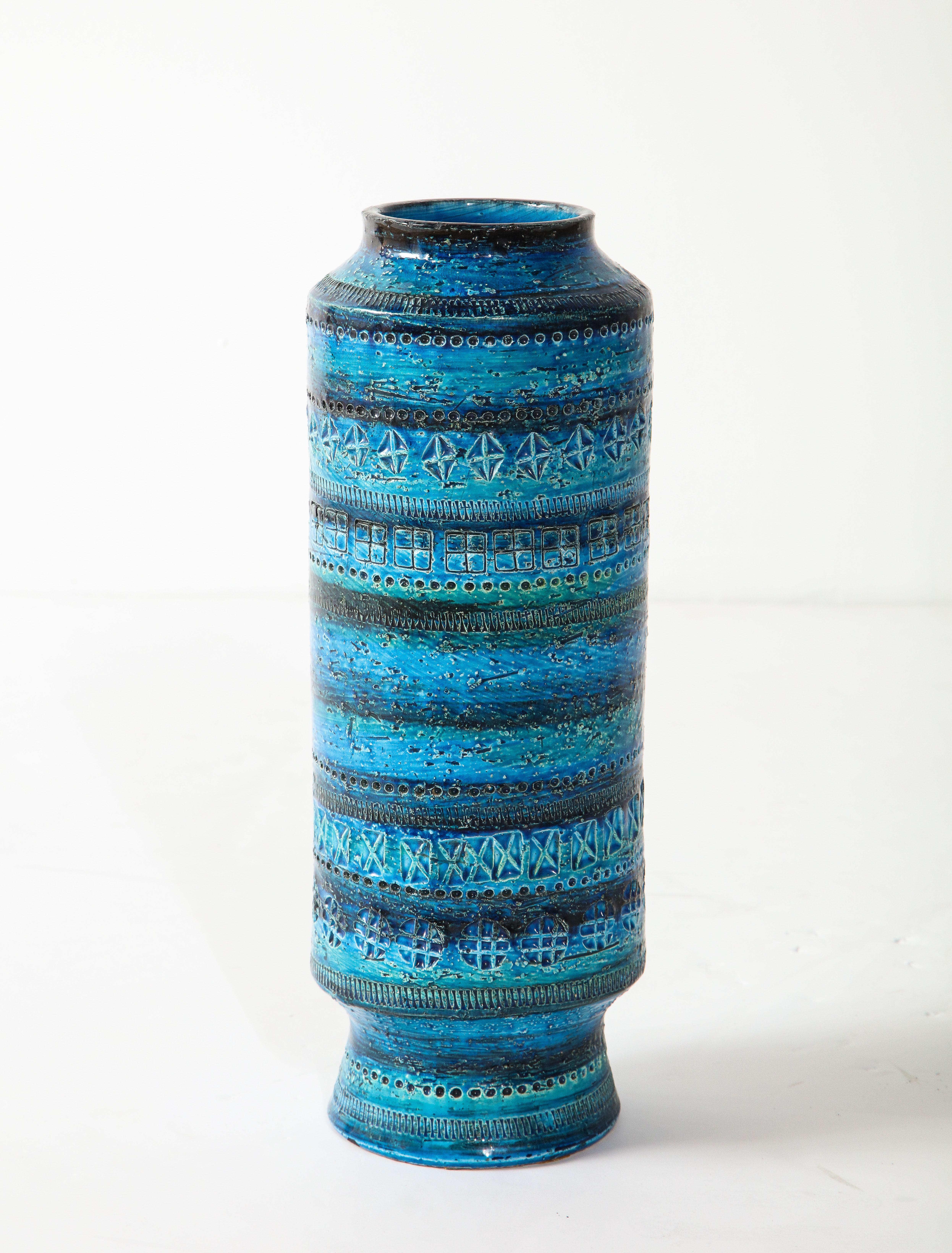 Italian Bitossi, Ceramic Vase, Midcentury, Italy, Turquoise, circa 1950