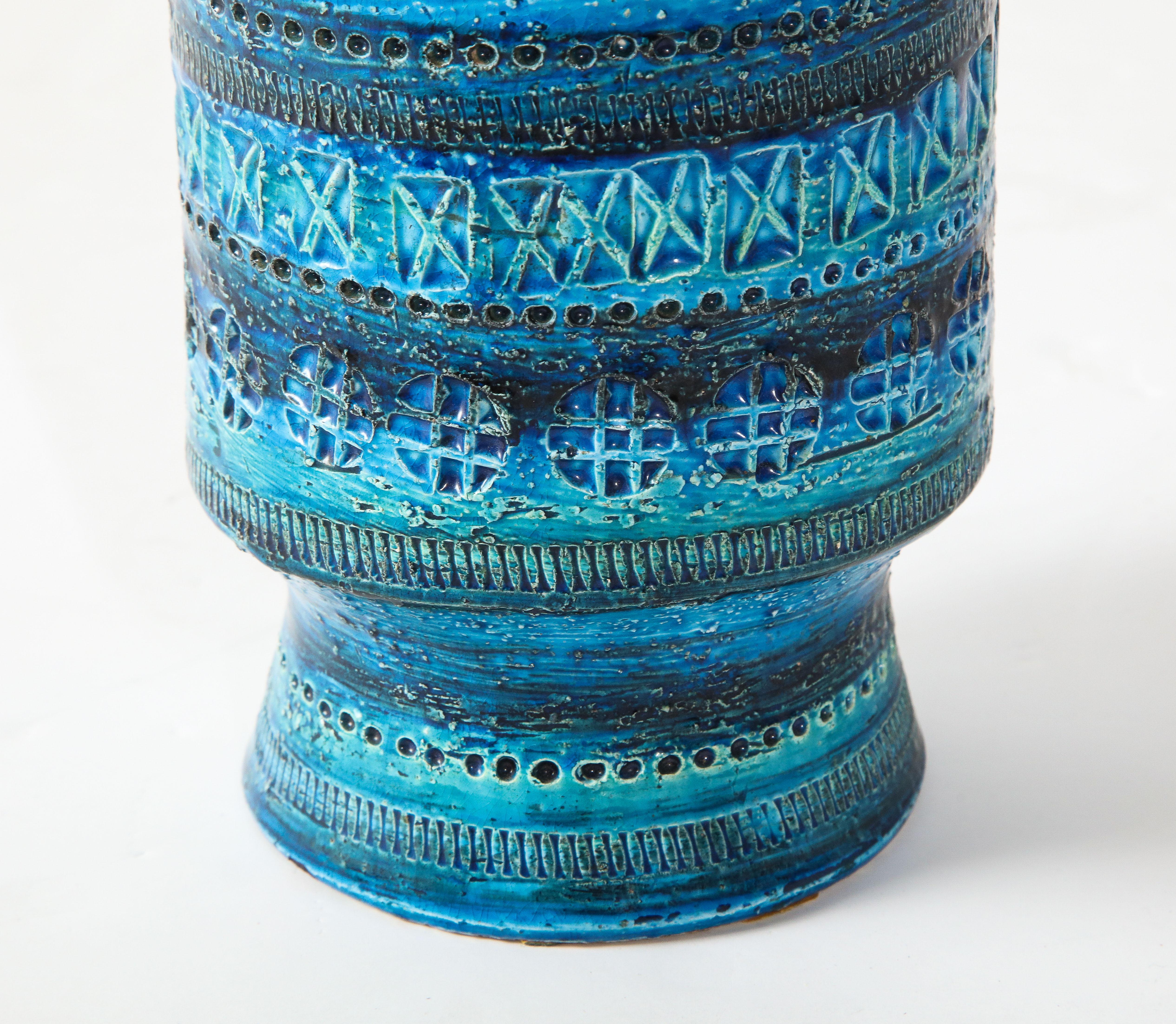 Hand-Crafted Bitossi, Ceramic Vase, Midcentury, Italy, Turquoise, circa 1950