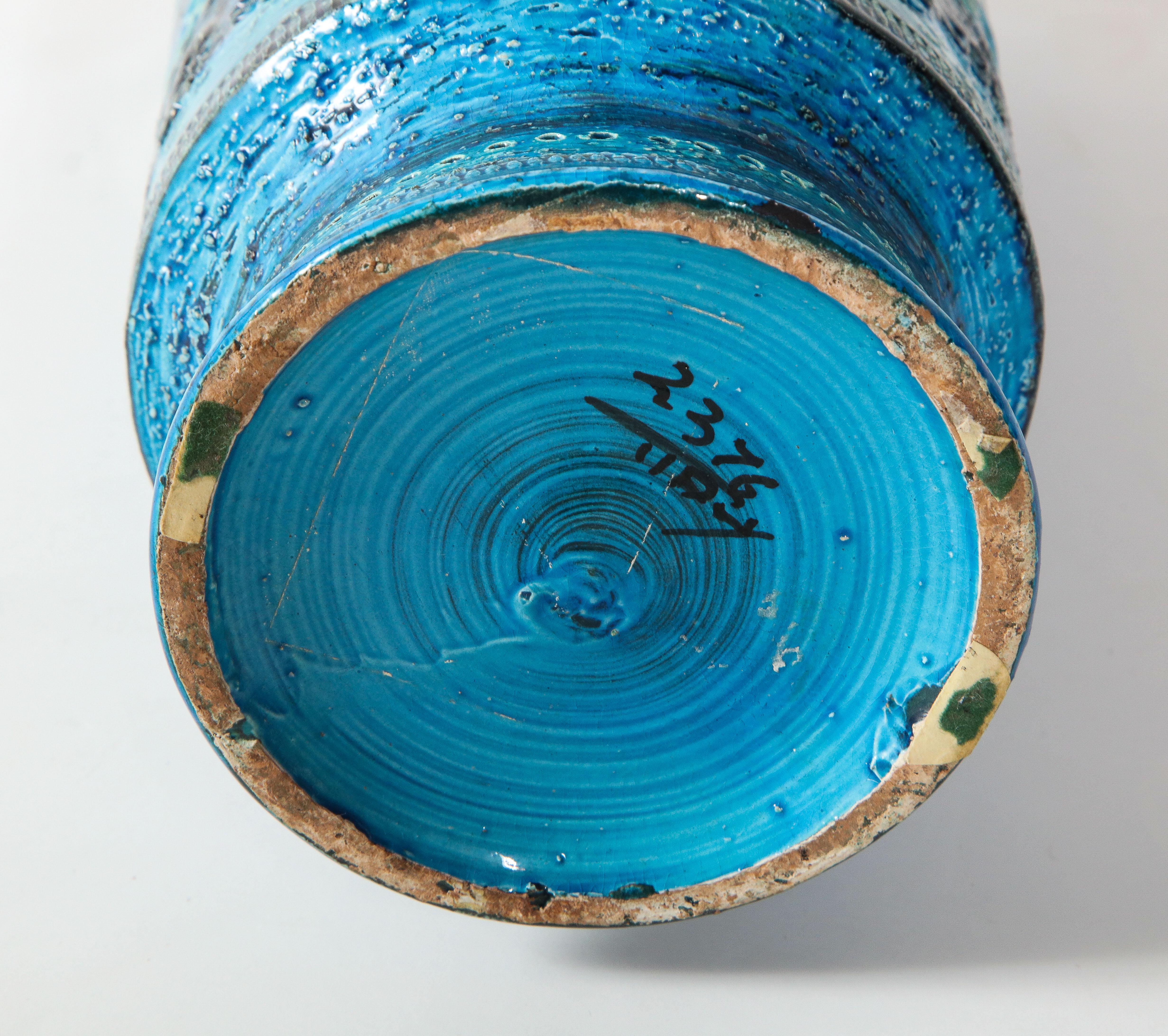 Mid-20th Century Bitossi, Ceramic Vase, Midcentury, Italy, Turquoise, circa 1950