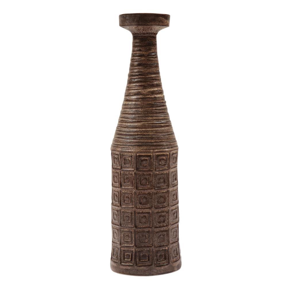 Mid-Century Modern Bitossi Raymor Vase, Ceramic, Earth Tones, Geometric, Signed