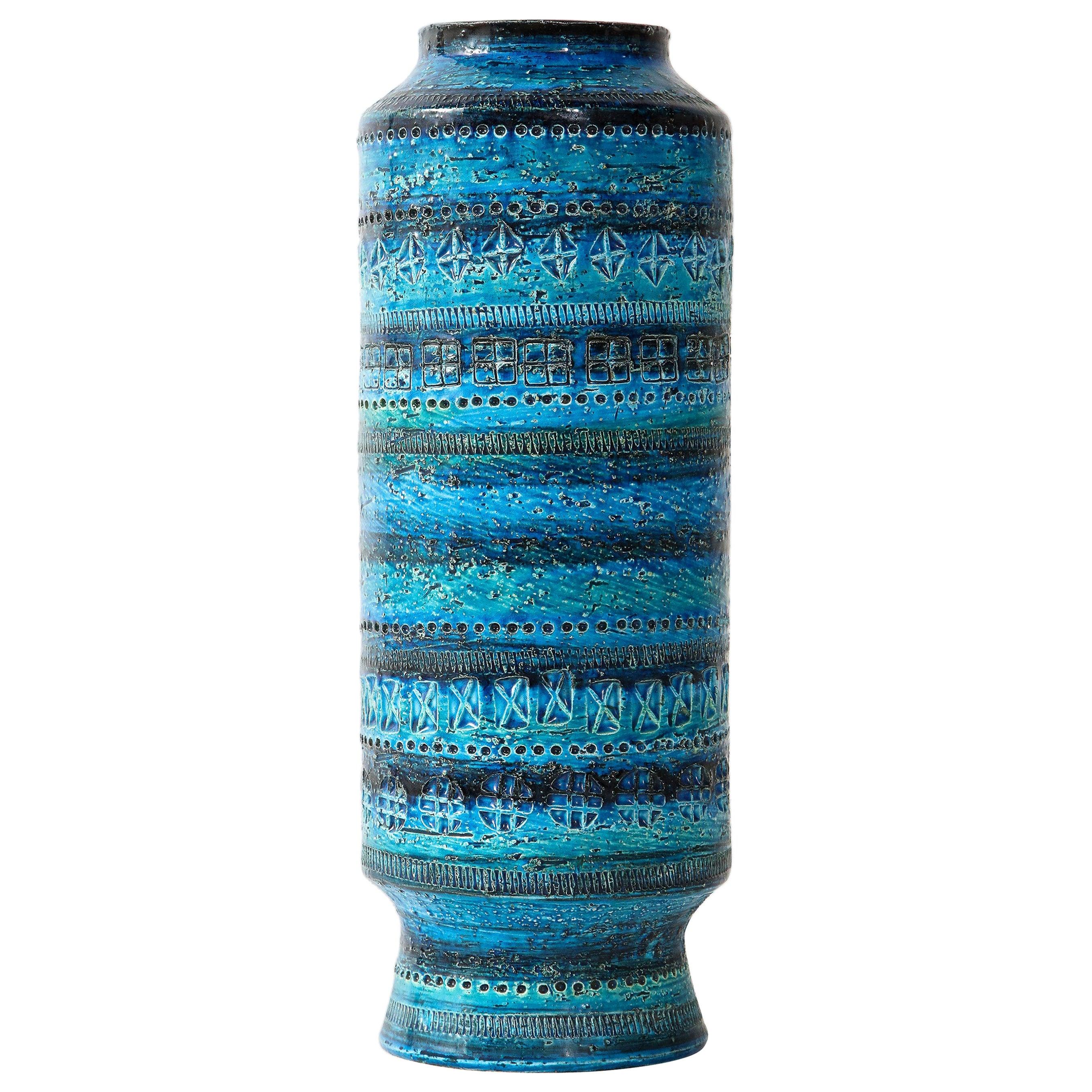 Bitossi, Ceramic Vase, Midcentury, Italy, Turquoise, circa 1950