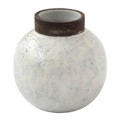 Bitossi White Ceramic Vase White Brown Pottery Signed