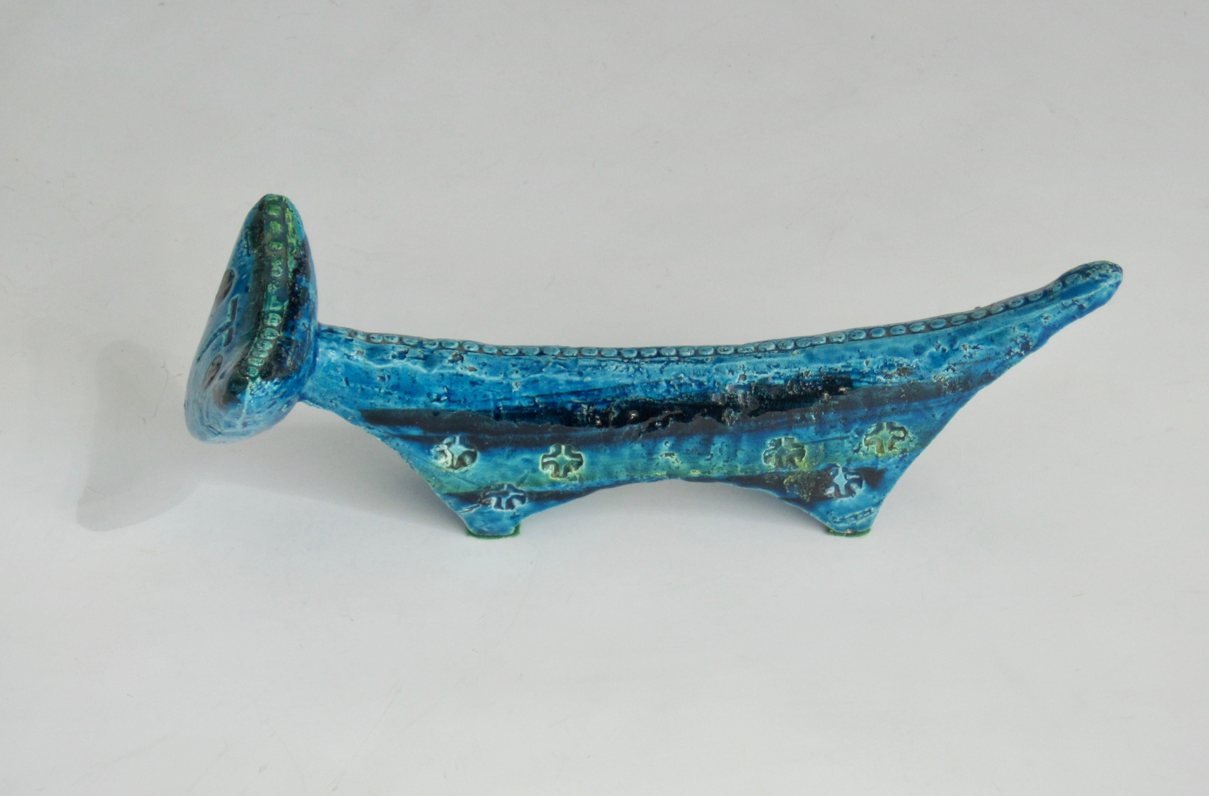 Bitossi Ceramiche Rimini Blu Cat Sculpture by Aldo Londi 2