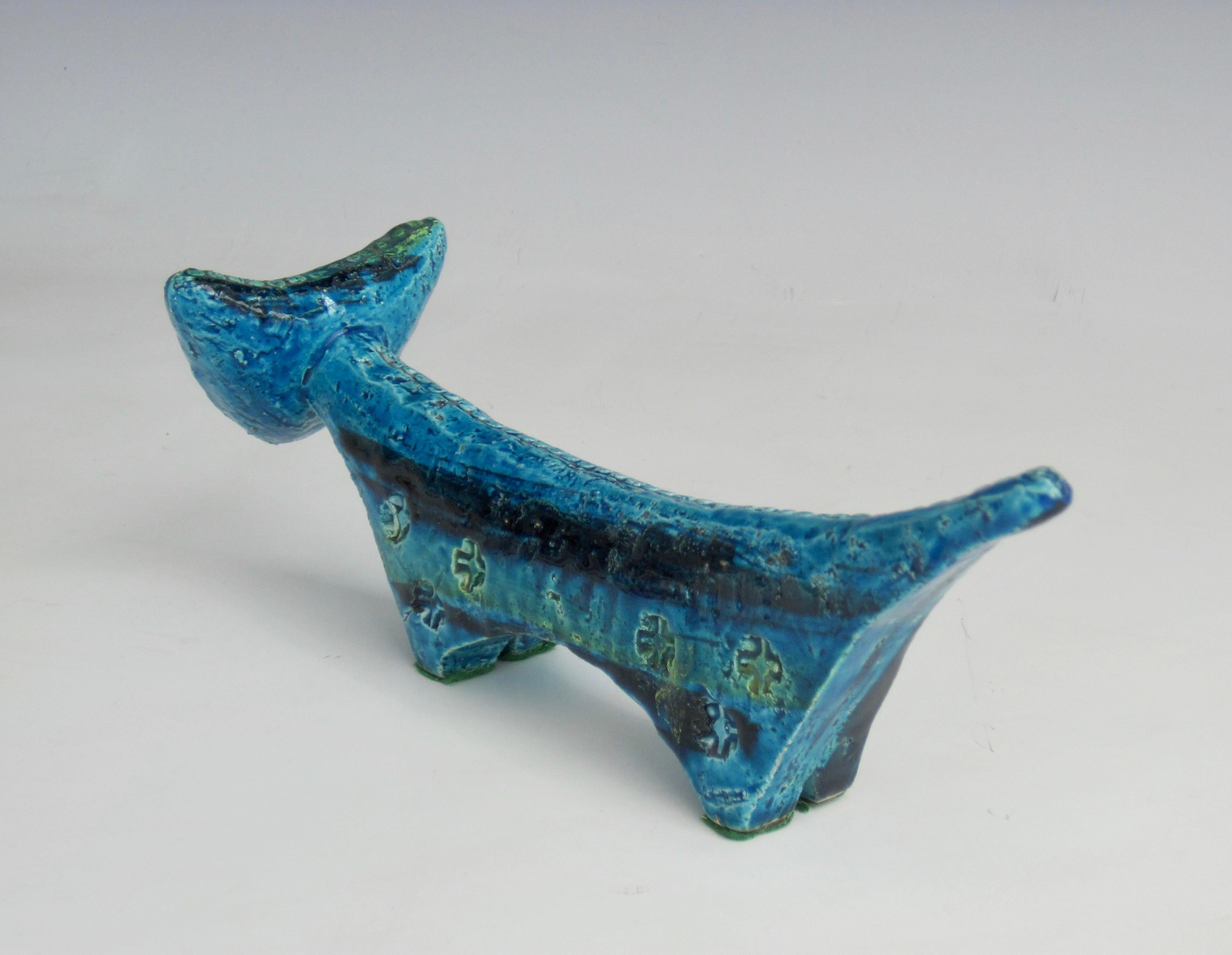 Hand-Crafted Bitossi Ceramiche Rimini Blu Cat Sculpture by Aldo Londi