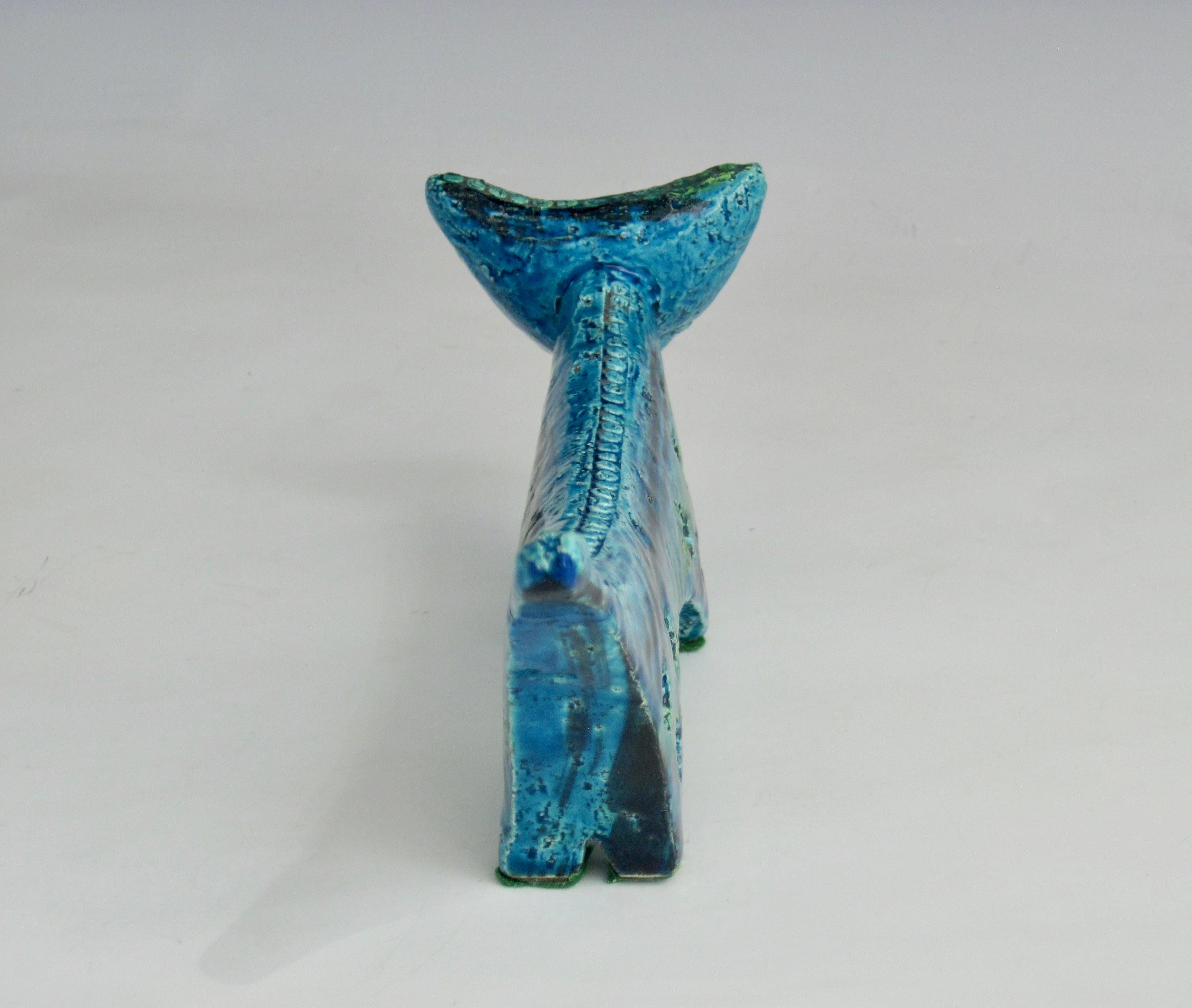 Bitossi Ceramiche Rimini Blu Cat Sculpture by Aldo Londi 1