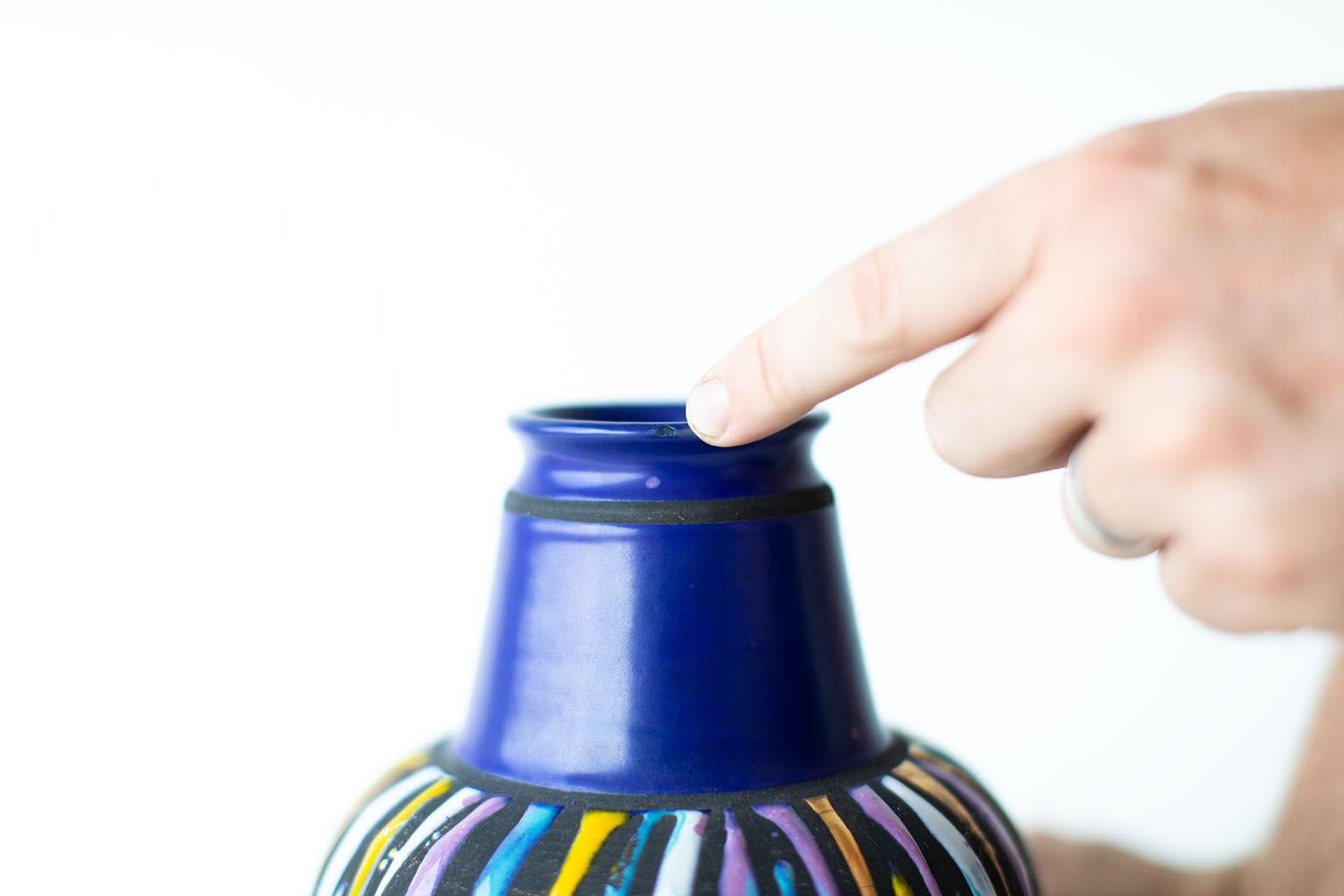 Italian Bitossi Colorful Striped Vase