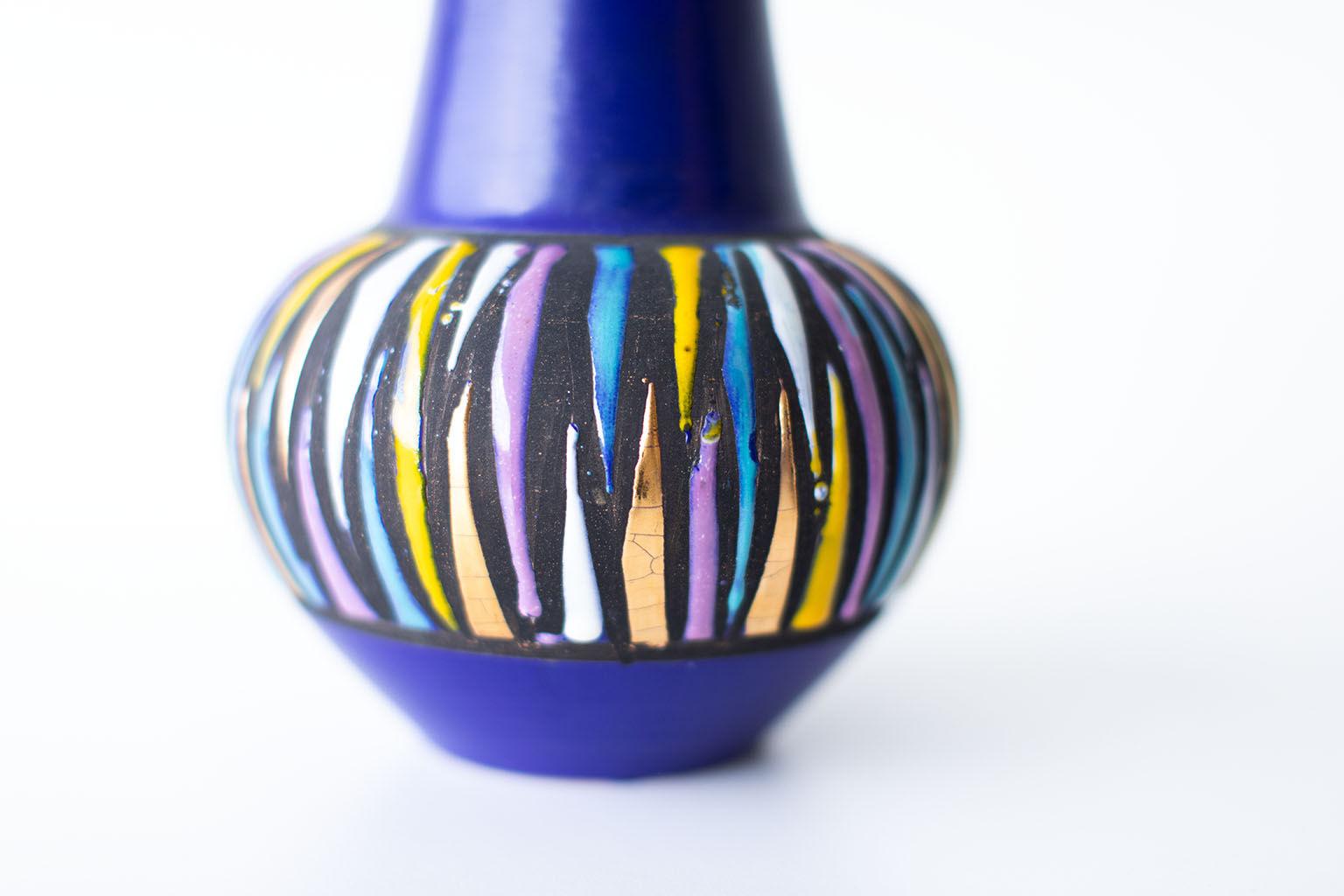 Pottery Bitossi Colorful Striped Vase