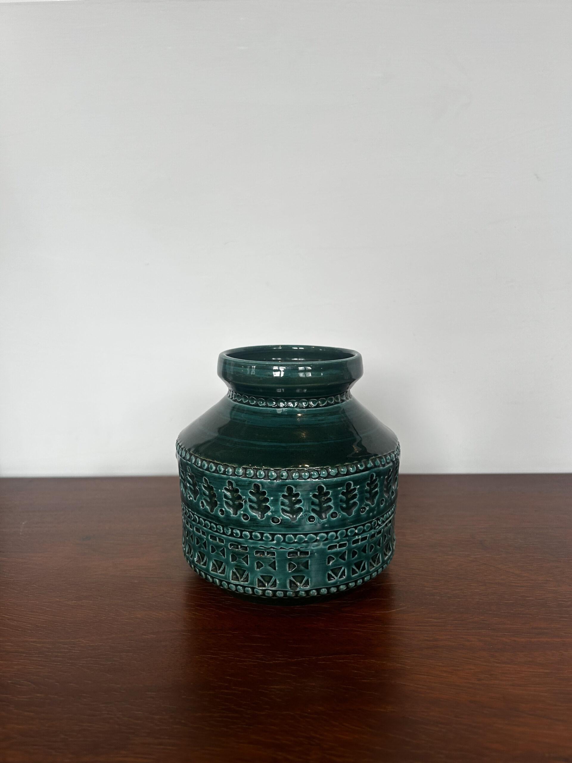 Vase Bitossi vert foncé, Aldo Londi pour Bitossi Ceramiche, Italie, années 1970
